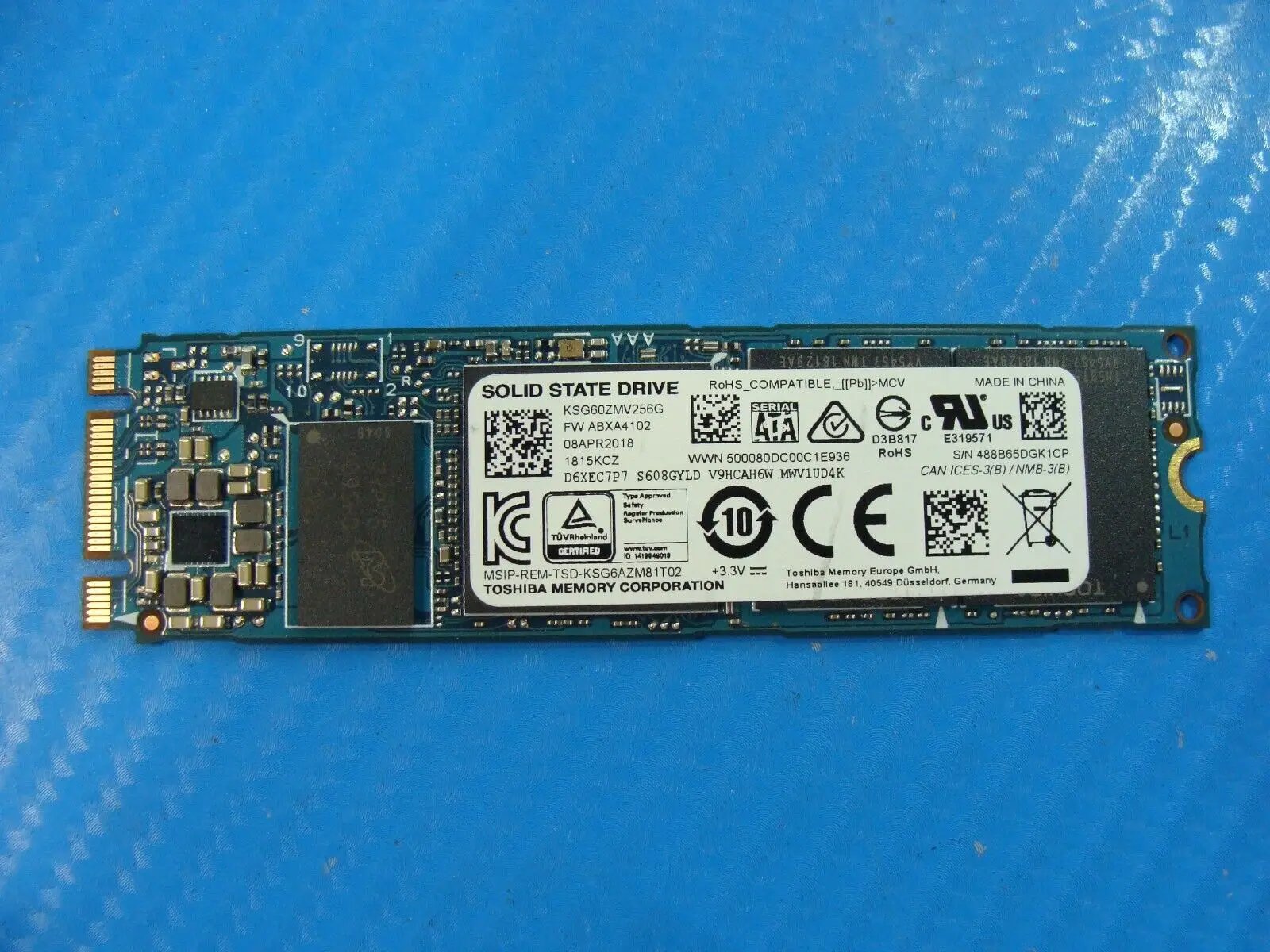 MSI GS63 Stealth 8RE Toshiba 256GB Sata M.2 SSD Solid State Drive KSG60ZMV256G