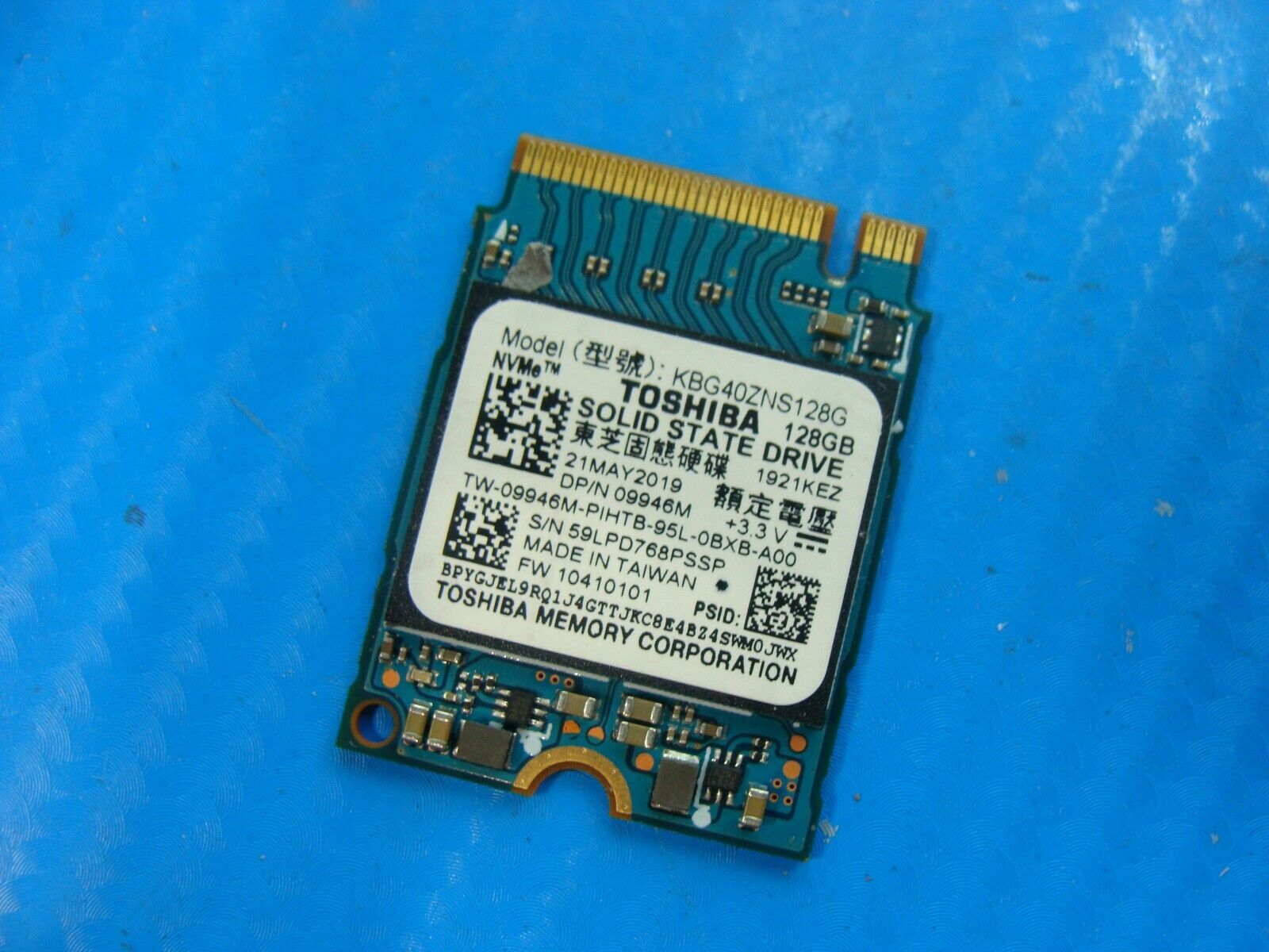 Dell 5401 Toshiba 128GB M.2 NVMe SSD Solid State Drive KBG40ZNS128G 9946M