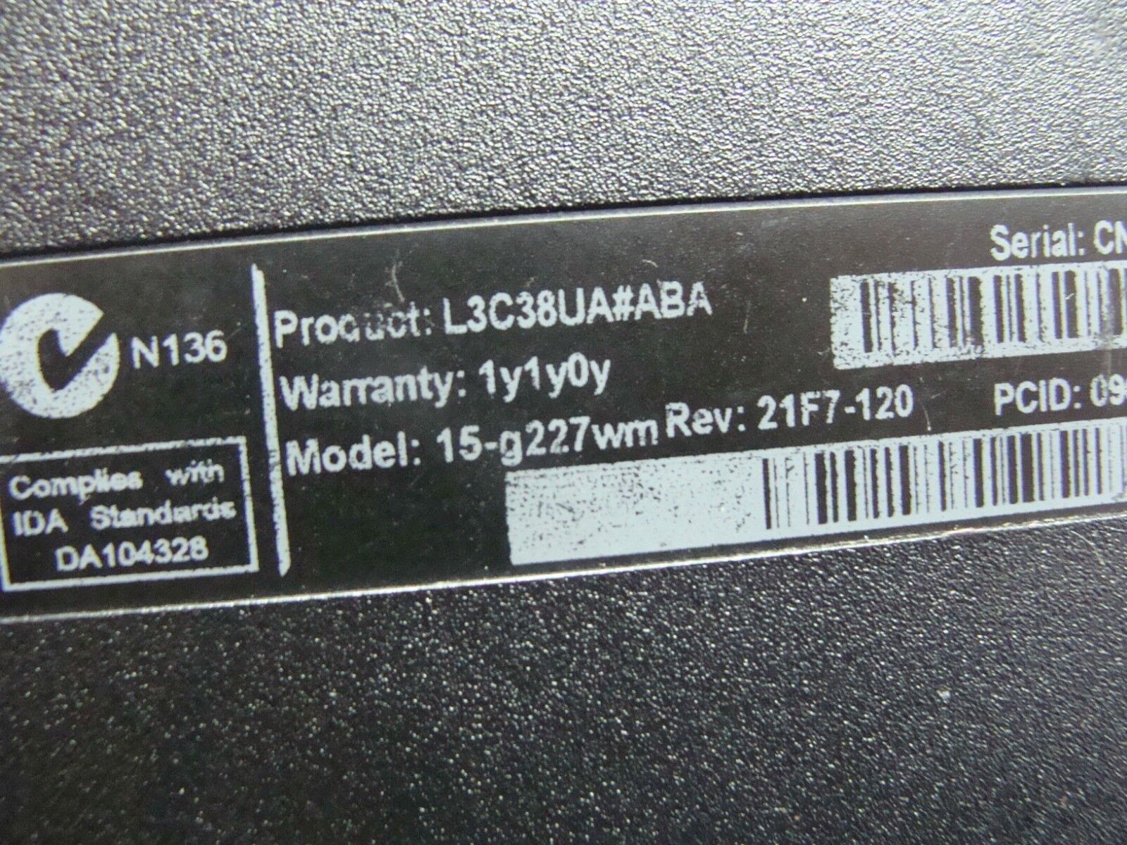 HP 15.6 15-g227wm OEM Bottom Case Base Cover w/Speakers AP14D000D00 775087-001