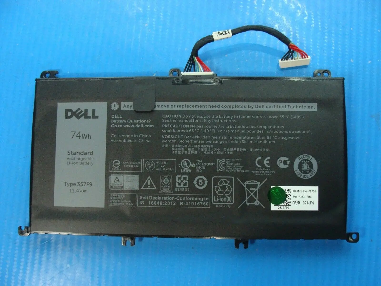 Dell Inspiron 15.6 15 7559 OEM Battery 11.1V 74Wh 6400mAh 357F9 71JF4 Excellent