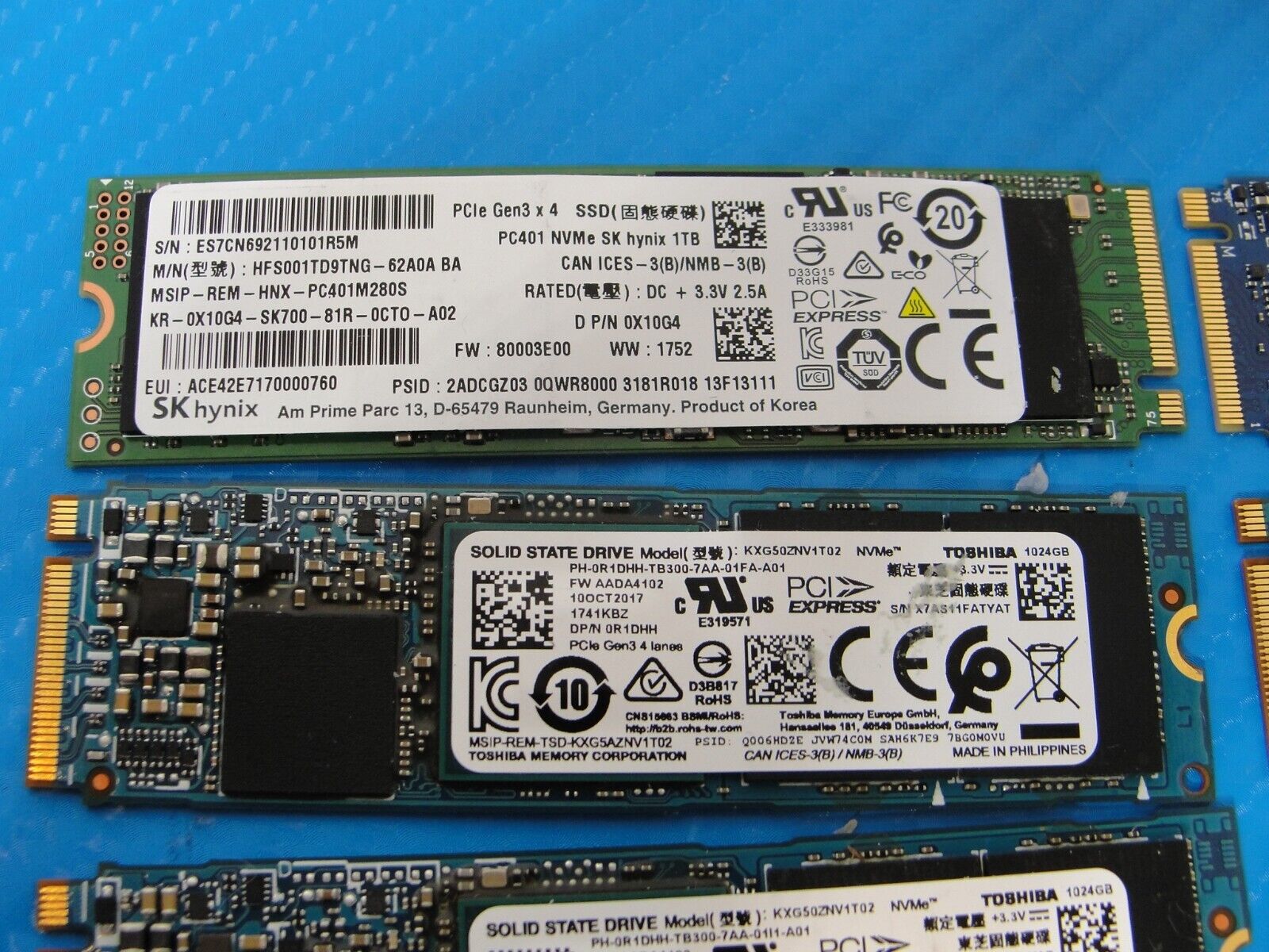 LOT of 6x Internal 1TB 1000 GB PCIe NVMe M2 2280 Solid State Drive SSD MIX BRAND
