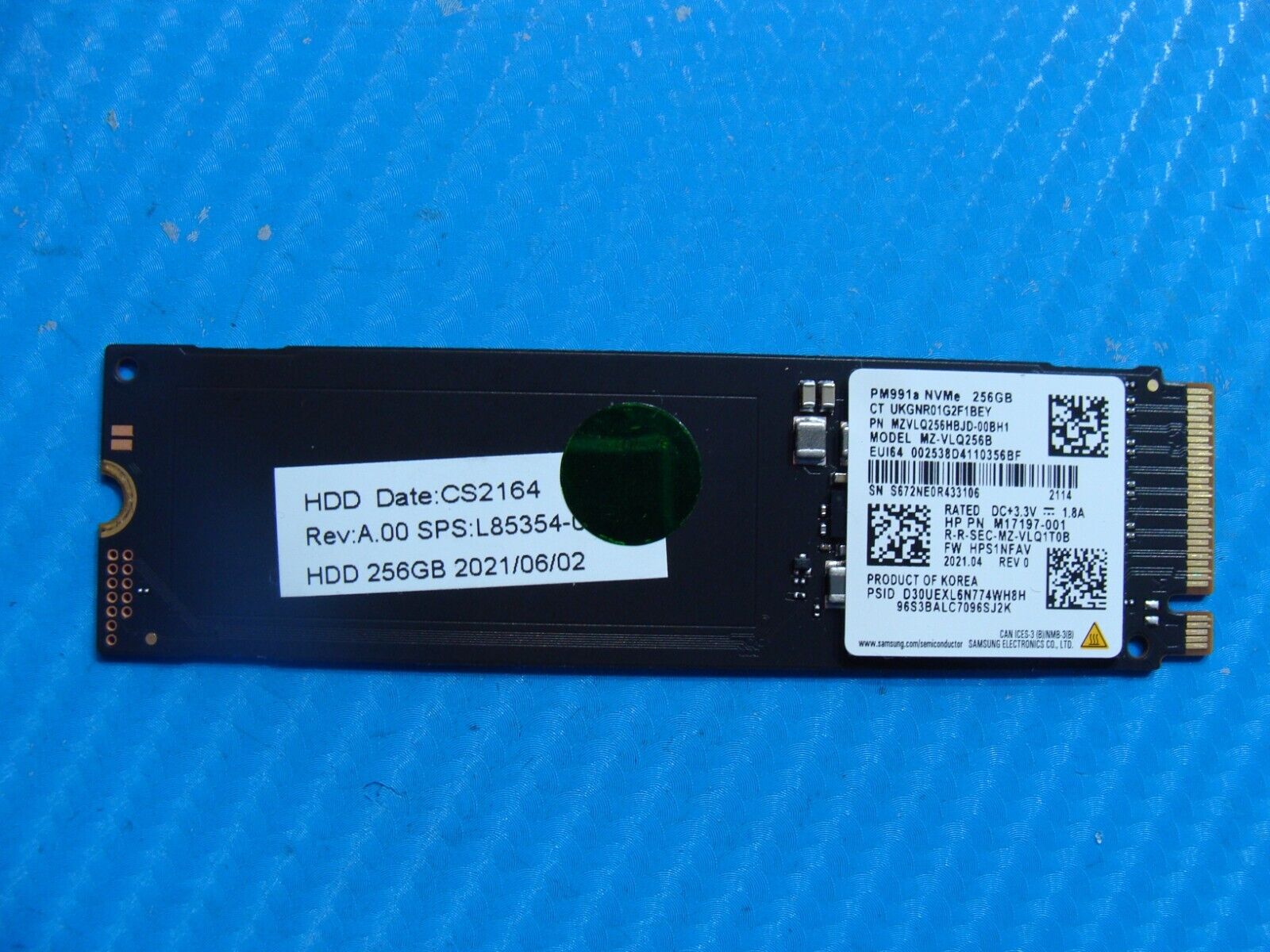HP 14m-dw1023dx Samsung 256GB M.2 NVMe SSD Solid State Drive MZVLQ256HBJD-00BH1