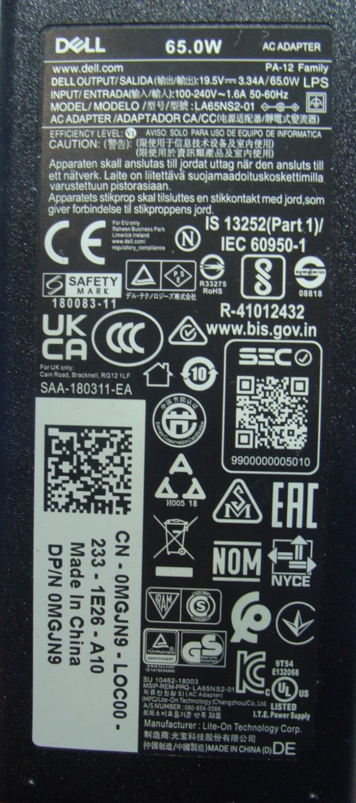 OEM Dell 65W PA-12 Inspiron AC Adapter Charger LA65NS2-01 HA65NS5-00 4.5mm*3.0mm