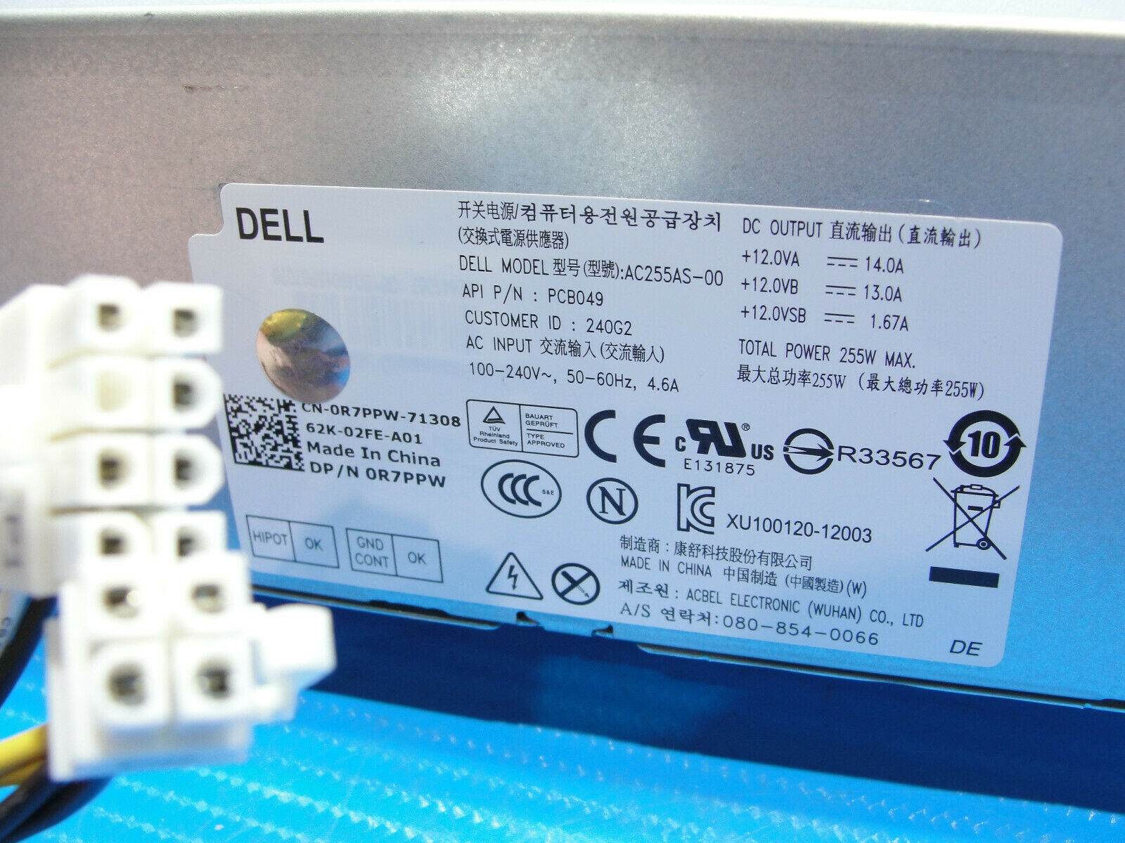 Dell Optiplex 3020 Genuine Desktop 255W Power Supply AC255AS-00 R7PPW - Tested Computer Laptop Parts