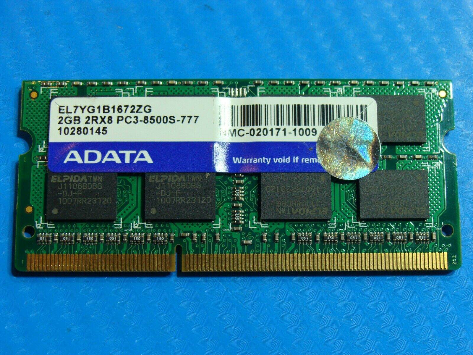 Sony PCG-71312L ADATA 2GB 2Rx8 PC3-8500S SO-DIMM Memory RAM EL7YG1B1672ZG #1 - Tested Computer Laptop Parts