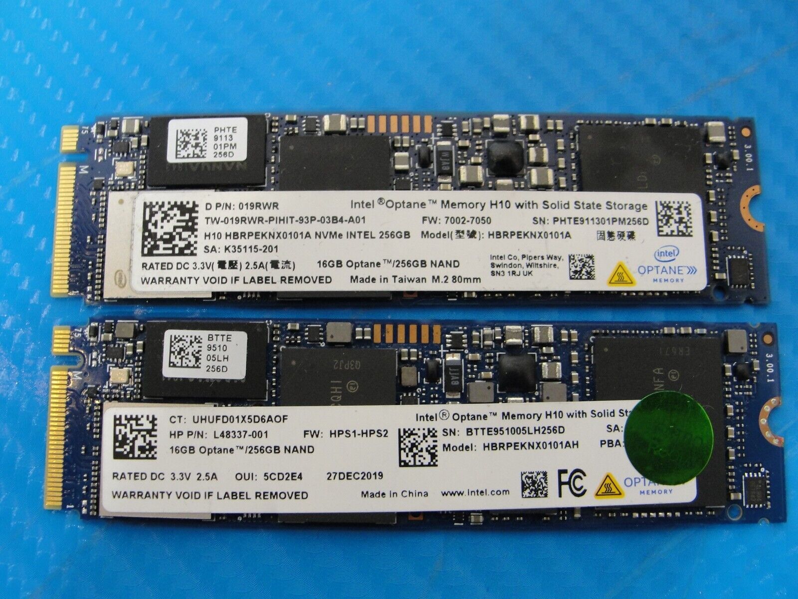 LOT od 2 Optane 16GB 256GB NVMe M.2 SSD HBRPEKNX0101AH L48337-001 HBRPEKNX0101A