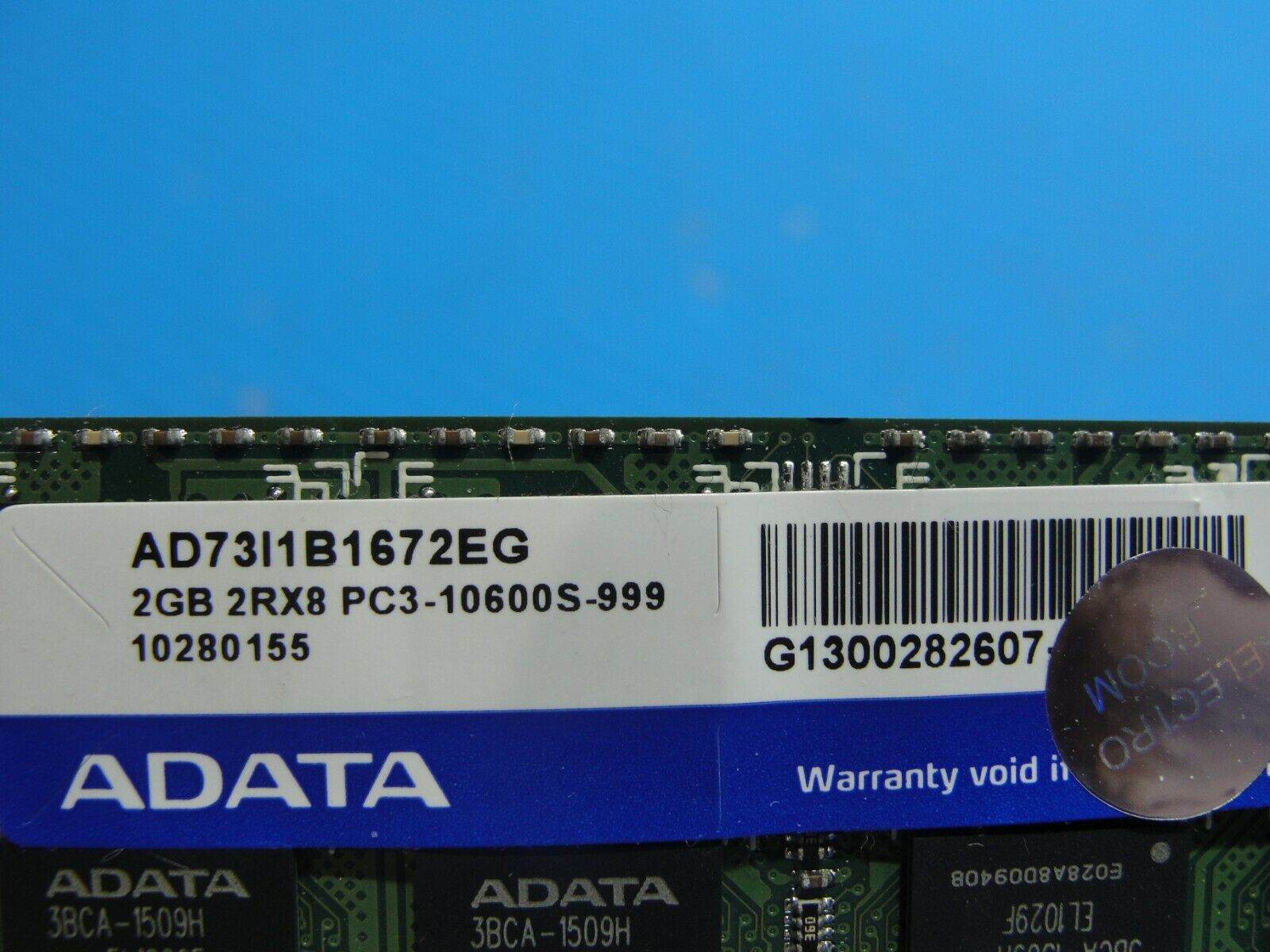 Asus G73JW ADATA 2GB SO-DIMM 2RX8 Memory RAM PC3-10600S AD73I1B1672EG - Tested Computer Laptop Parts