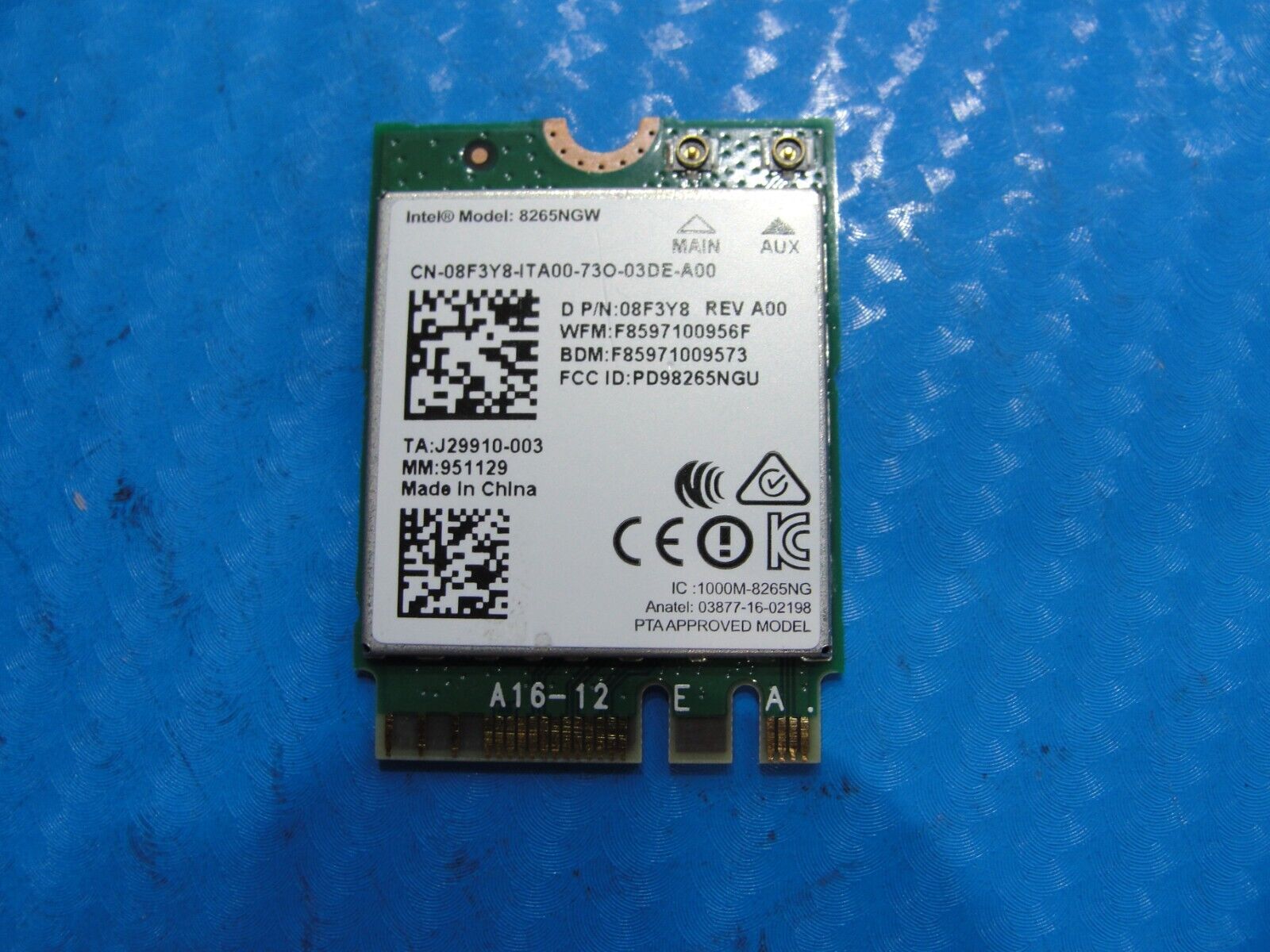 Dell Latitude 7480 14" Genuine Wireless WiFi Card 8265NGW 8F3Y8