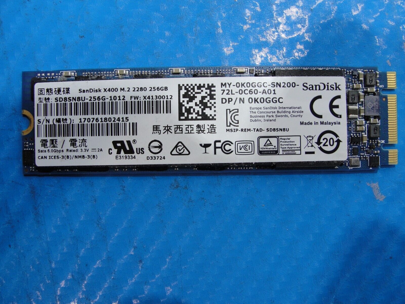 Dell 7567 SanDisk X400 SATA M.2 256Gb Ssd Solid State Drive SD8SN8U-256G-1012