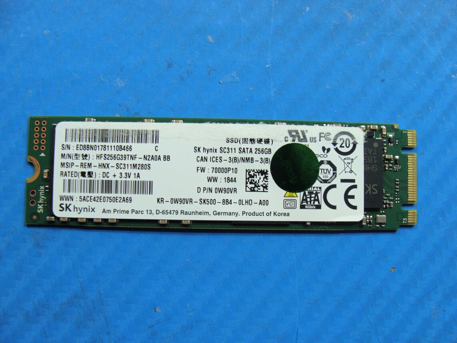 Dell 5490 SK Hynix 256GB SATA M.2 SSD Solid State Drive HFS256G39TNF-N2A0A W90VR