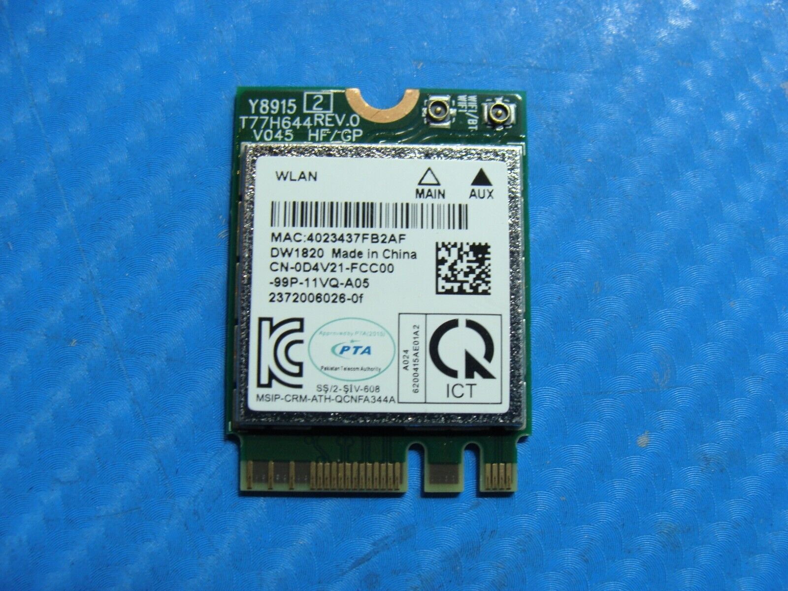 Dell Latitude 5300 13.3" Genuine Laptop Wireless WiFi Card QCNFA344A D4V21