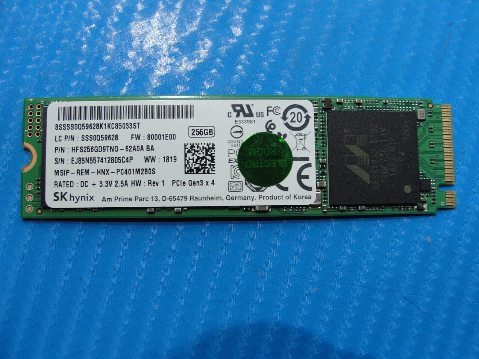 Lenovo 730-13IKB SKhynix 256GB NVMe M.2 SSD Solid State Drive HFS256GD9TNG-62A0A