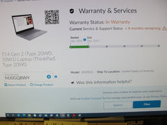 Lenovo ThinkPad T14 G2 Touch Intel Core i5-1135G7 16GB Ram 512GB SSD in warranty until 2023