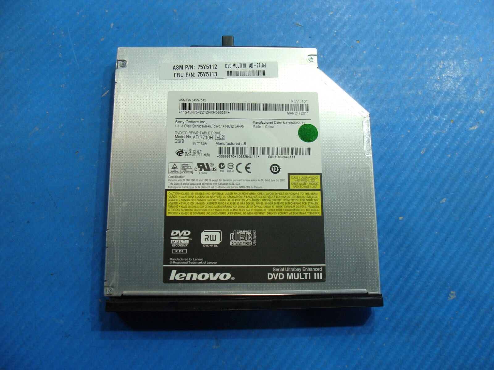 Lenovo ThinkPad 14 T420 OEM DVD/CD Rewritable Drive AD-7710H 75Y5112 45N7542
