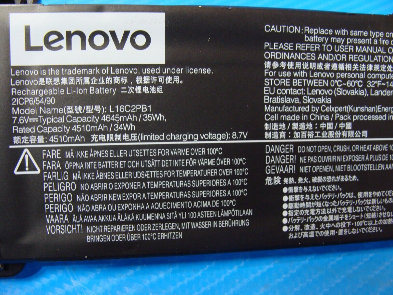 Lenovo IdeaPad 3-14IML05 Genuine Laptop Battery 7.6V 4645mAh 35Wh L16C2PB1