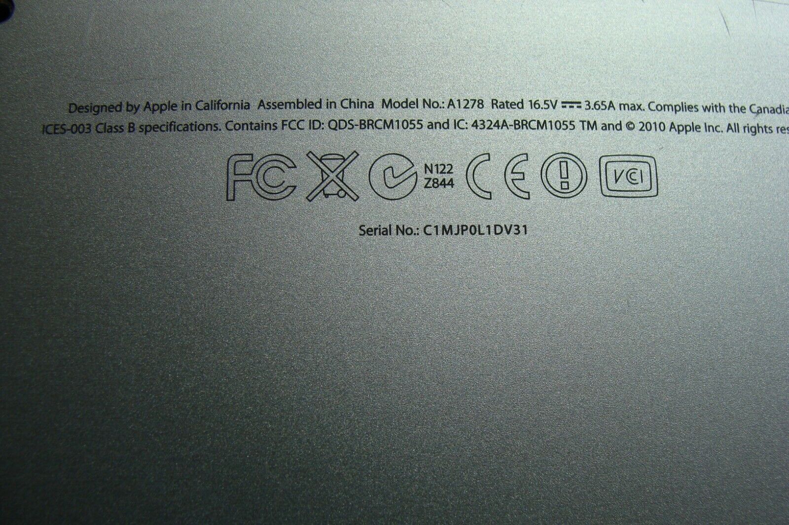 Apple MacBook Pro A1278 13 Mid 2012 MD102LL/A Genuine Bottom Case 923-0103