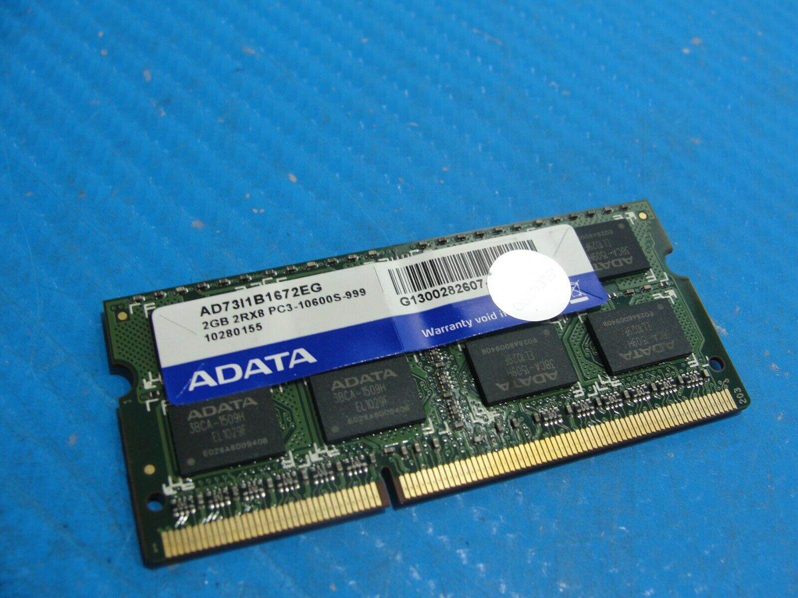 Asus G73JW ADATA 2GB SO-DIMM 2RX8 Memory RAM PC3-10600S AD73I1B1672EG - Tested Computer Laptop Parts