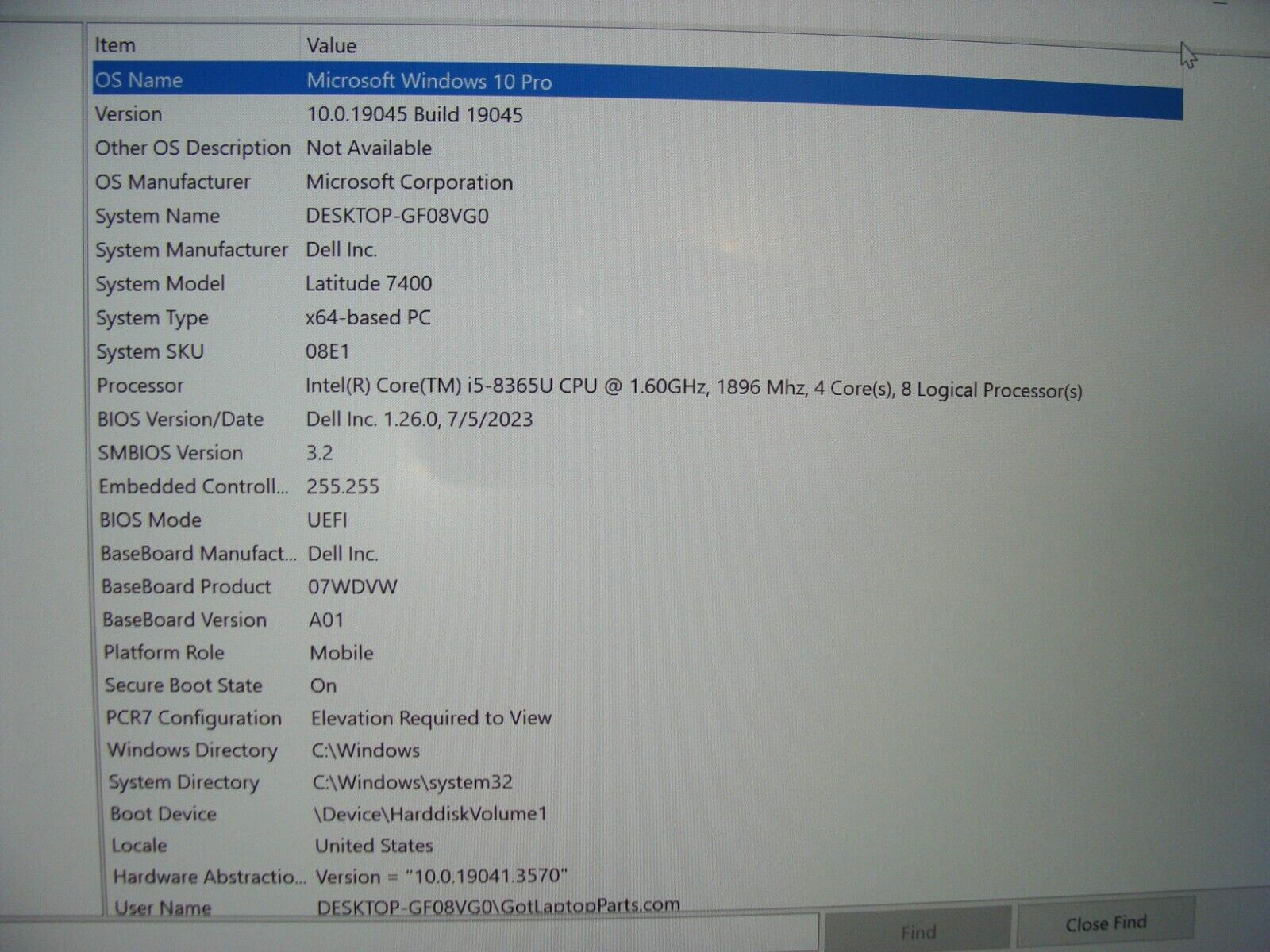 Dell Latitude 7400 14FHD TOUCH SCREEN vPro i5-8365U 1.60GHz 16GB RAM 512GB SSD