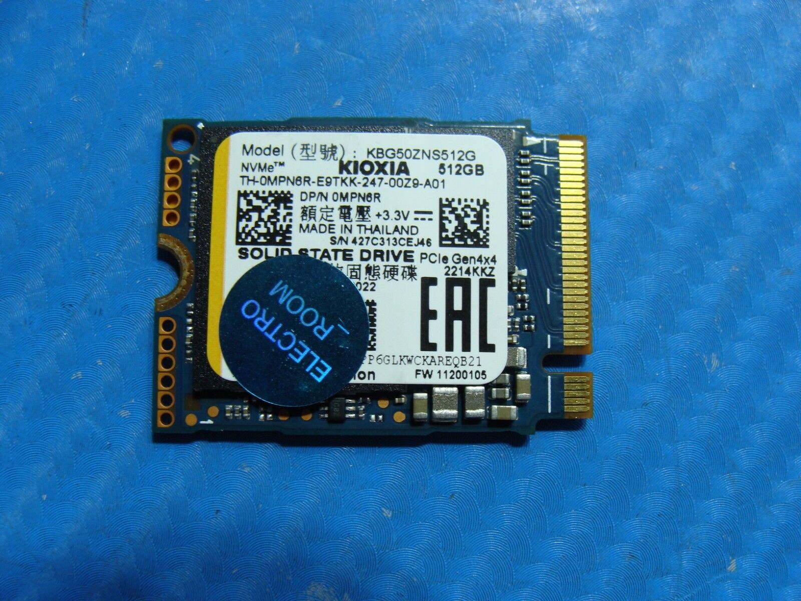 Dell 14 7425 Kioxia 512GB M.2 NVMe SSD Solid State Drive KBG50ZNS512G MPN6R