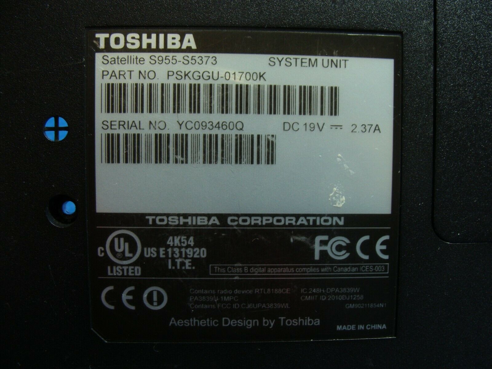 Toshiba Satellite S955-S5373 15.6