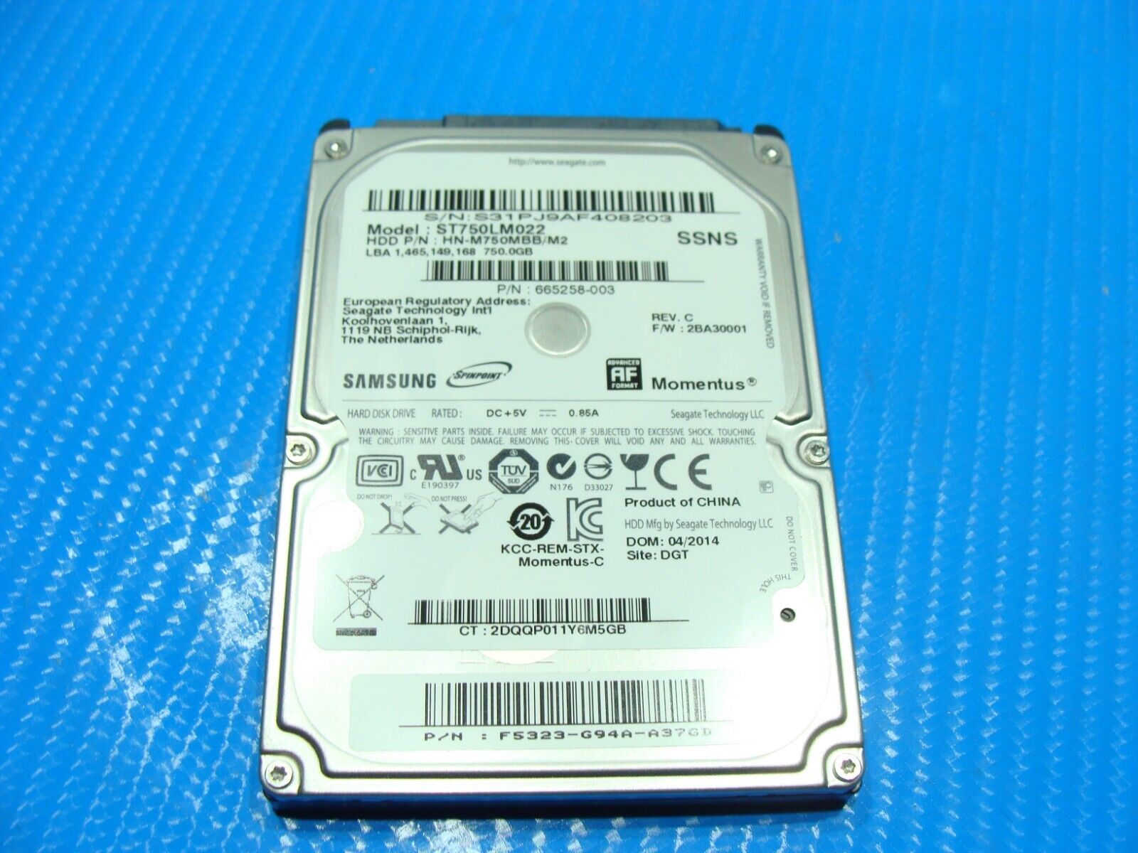 HP 15-r017dx Samsung 750GB SATA 2.5