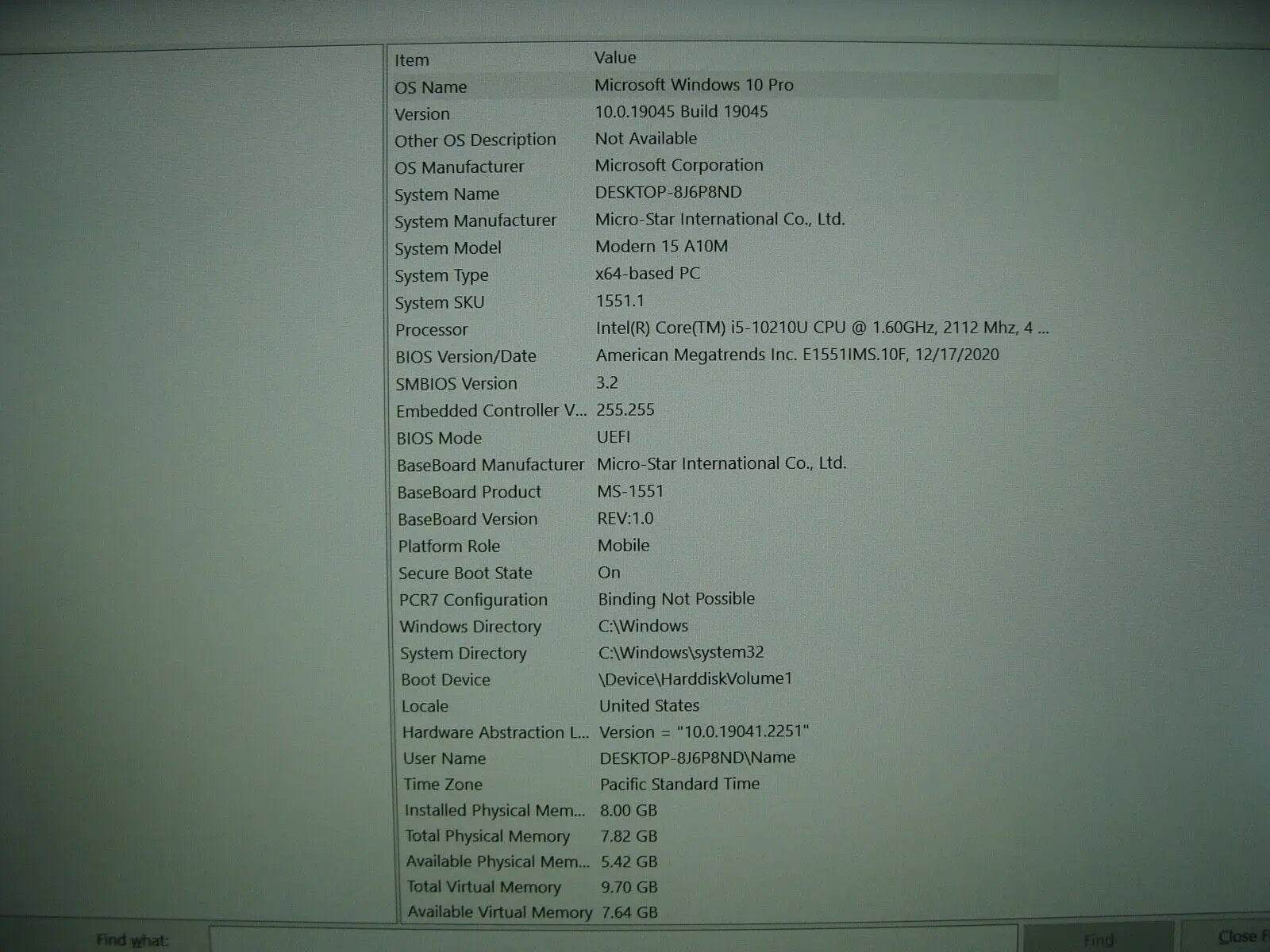 A+ FHD 88% Battery MSI Modern 15 A10M Intel i5-10210U 1.60Ghz 8GB RAM 256GB SSD - Tested Computer Laptop Parts