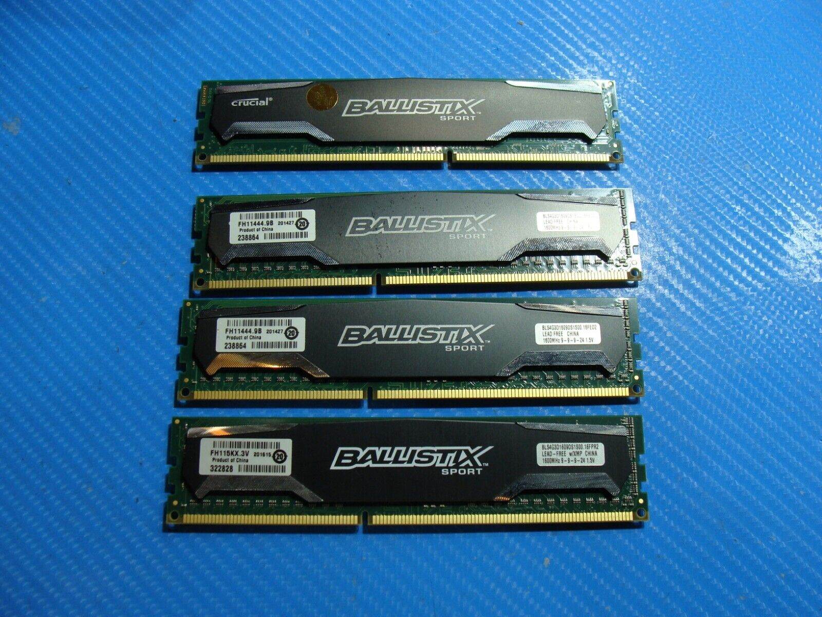 HP 800 G7 Dimm Crucial Ballistix 16Gb 4x4Gb Memory Ram BLS4G3D1609DS1S00 - Tested Computer Laptop Parts