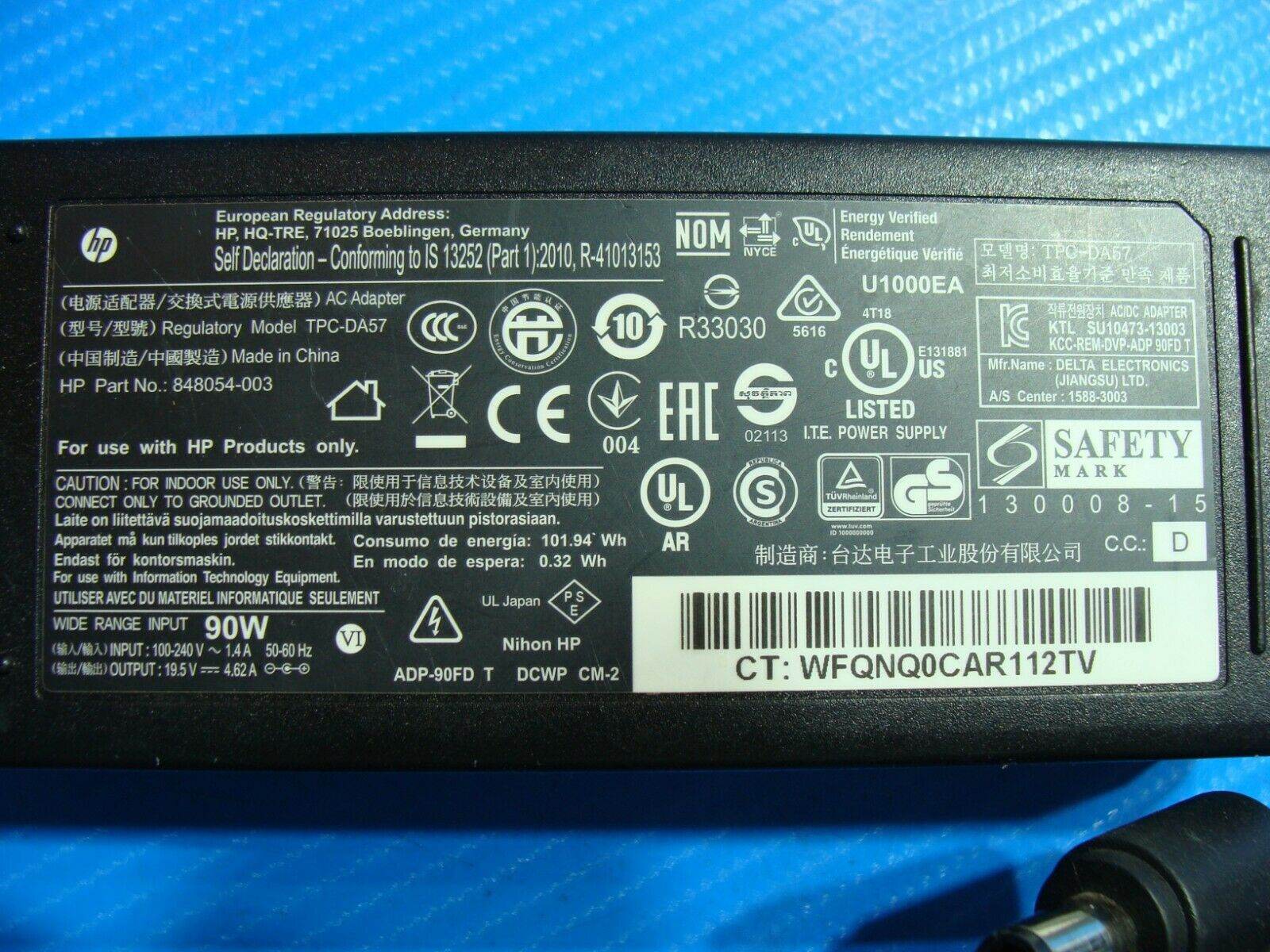 Genuine HP AC Power Adapter Charger 90w P/N 619752-001 848054-003 19.5V - Tested Computer Laptop Parts