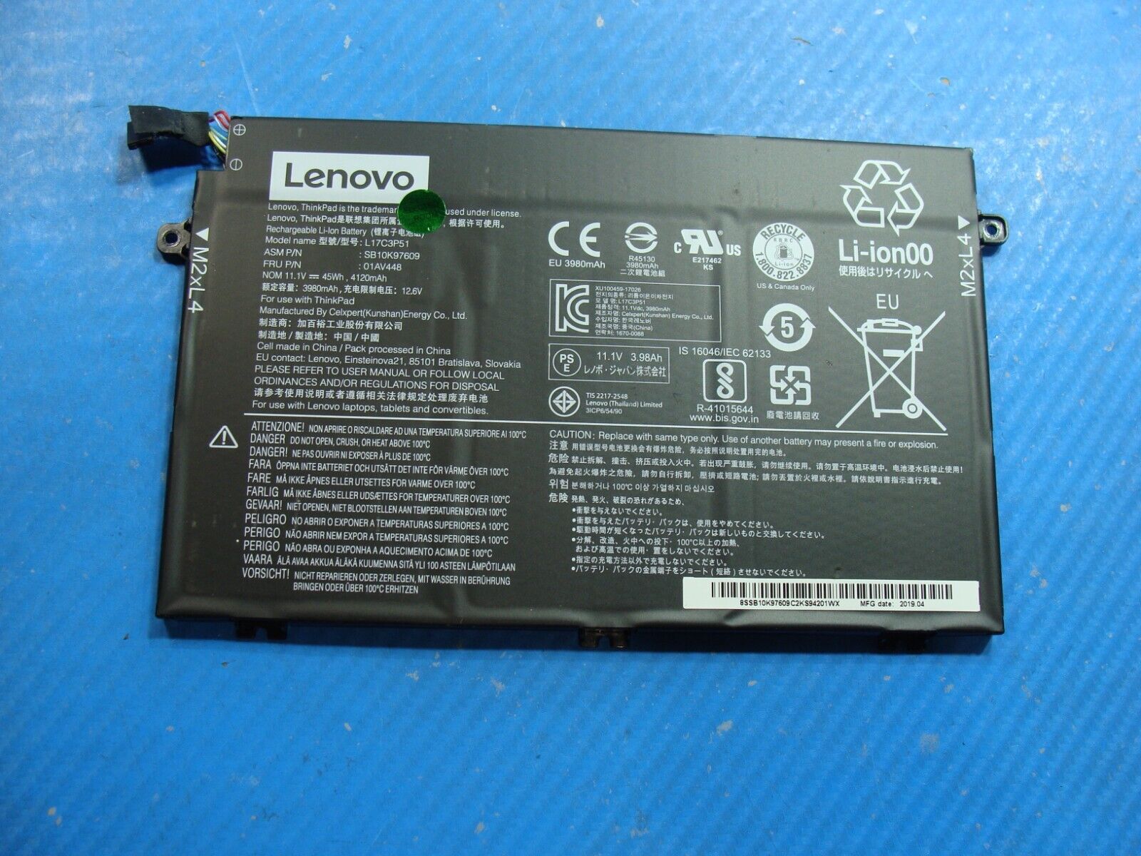Lenovo ThinkPad E490 14 Genuine Laptop Battery 11.1V 45Wh 4120mAh L17C3P51