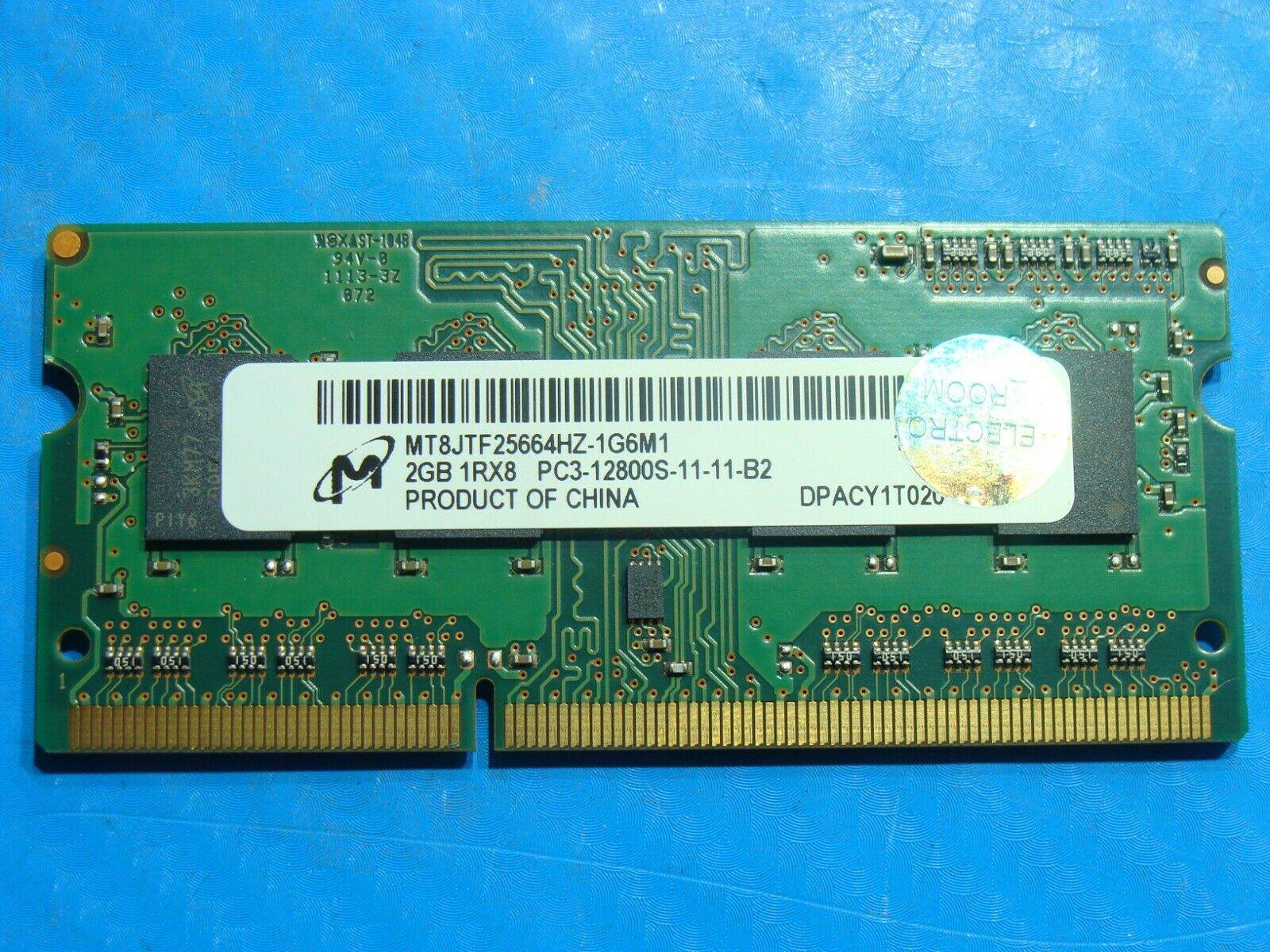 MacBook Pro A1278 Micron SO-DIMM RAM Memory 2GB PC3-12800S MT8JTF25664HZ-1G6M1 - Tested Computer Laptop Parts