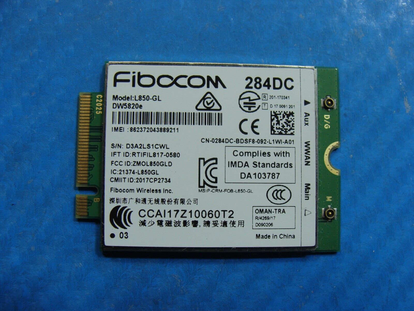Dell Latitude 5410 14 Fibocom LTE/WCDMA 4G WWAN Card Module L850-GL 284DC