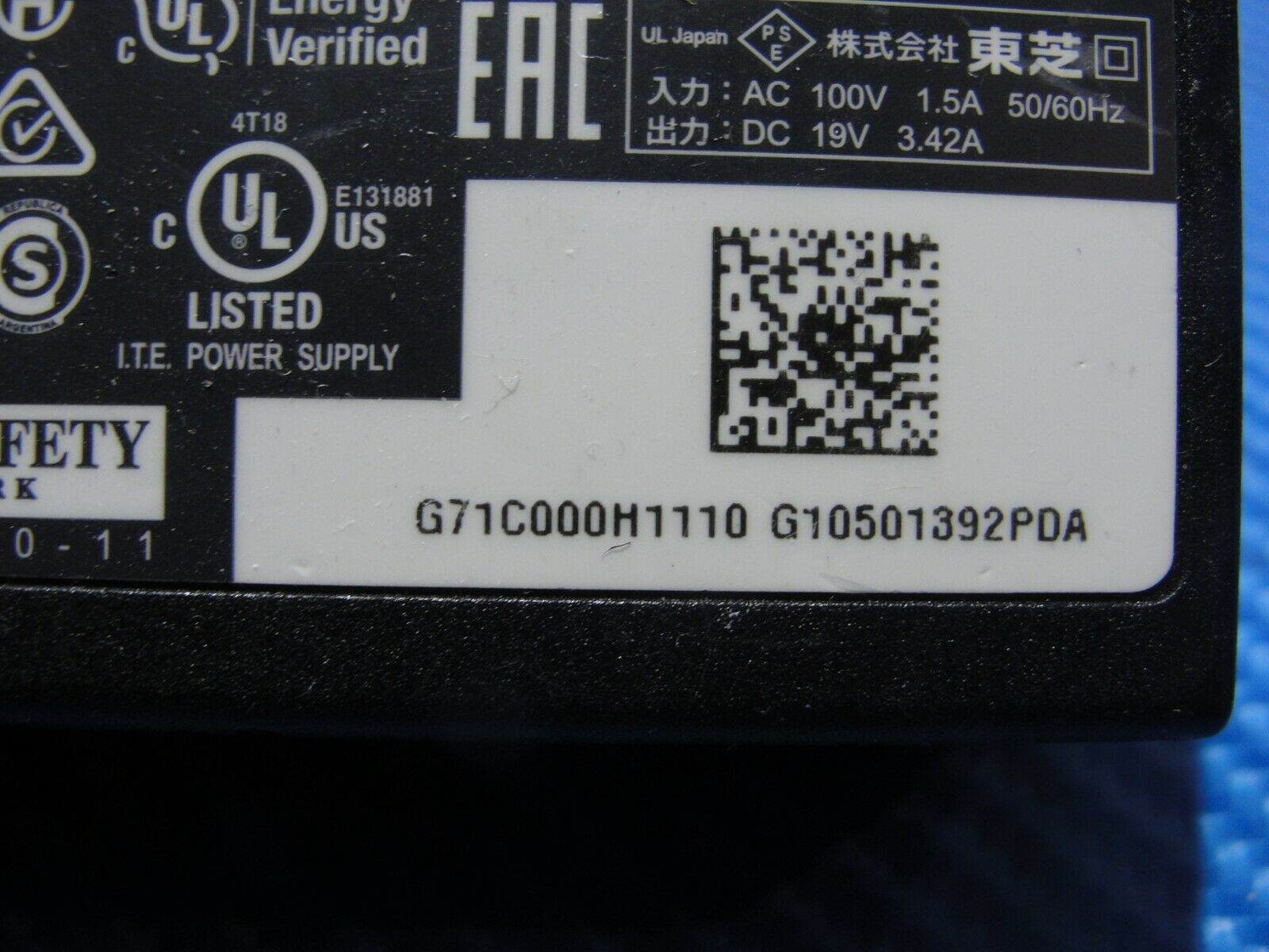 Genuine Toshiba AC Adapter Power Charger 19V 3.42A 65W PA5178U-1ACA G71C000H1110 - Tested Computer Laptop Parts