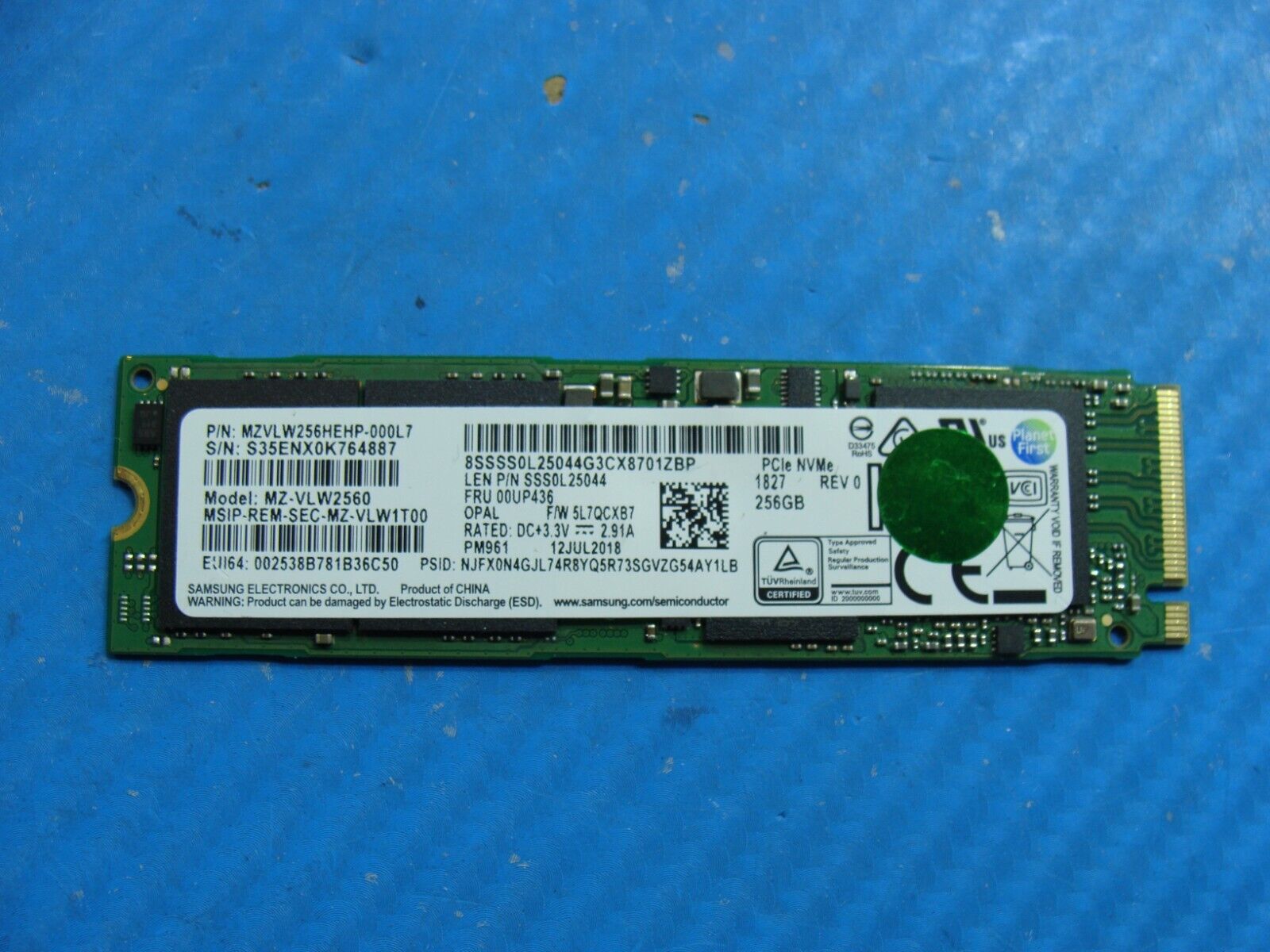 Lenovo T480s Samsung 256GB NVME M.2 SSD Solid State Drive MZVLW256HEHP-000L7