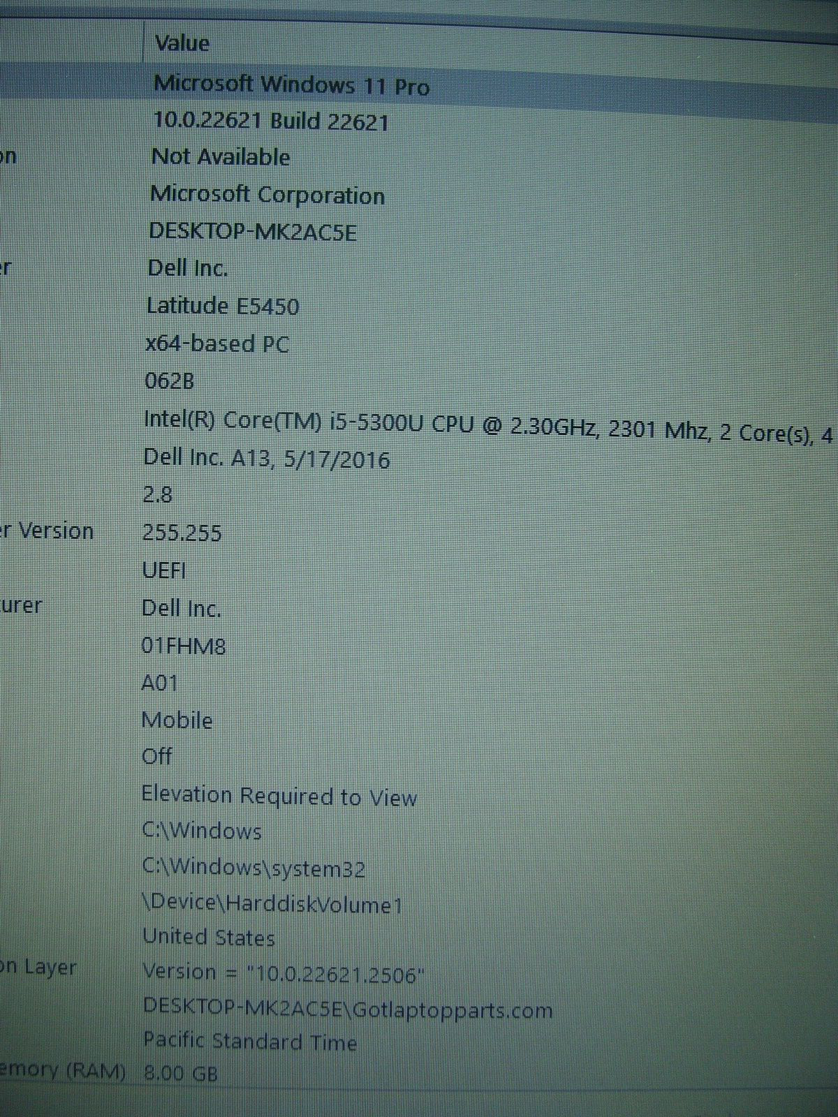 Good Working Dell Latitude E5450 Intel i5-5 Gen 2.30GHz 8GB RAM 128GB SSD