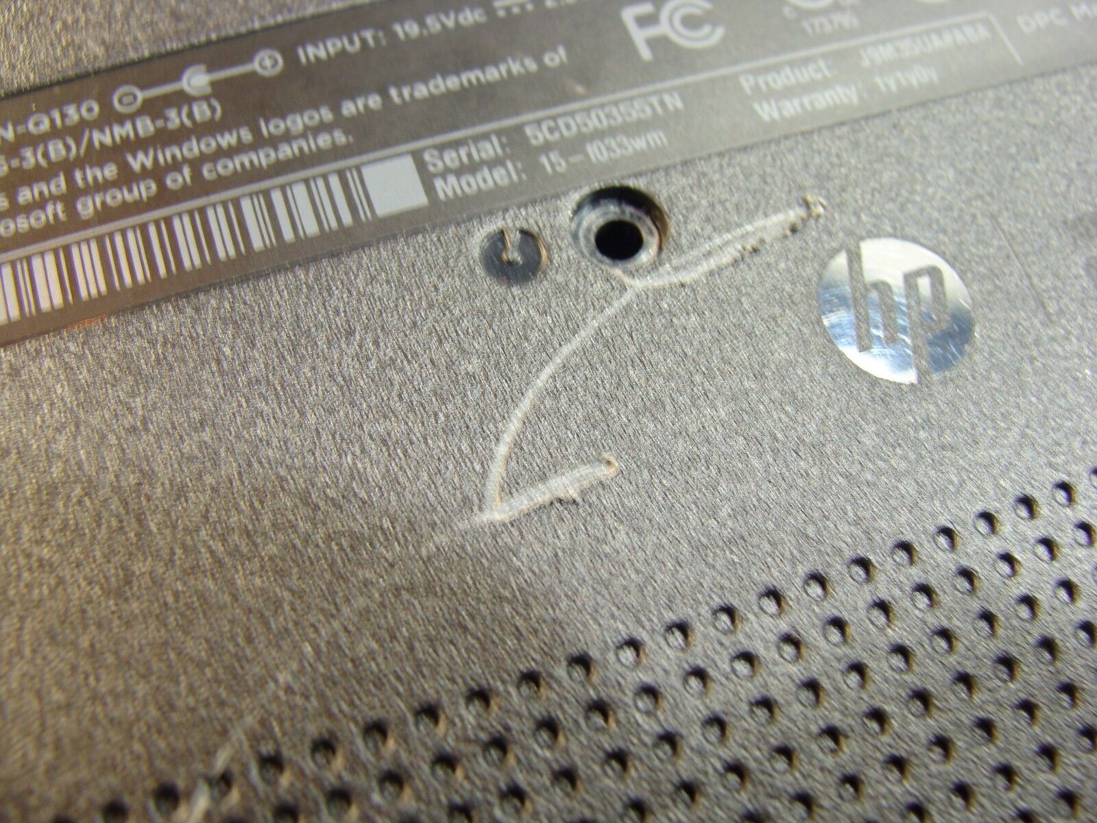 HP Notebook 15.6 15-f033wm Genuine Laptop Bottom Case w/Cover Door Black