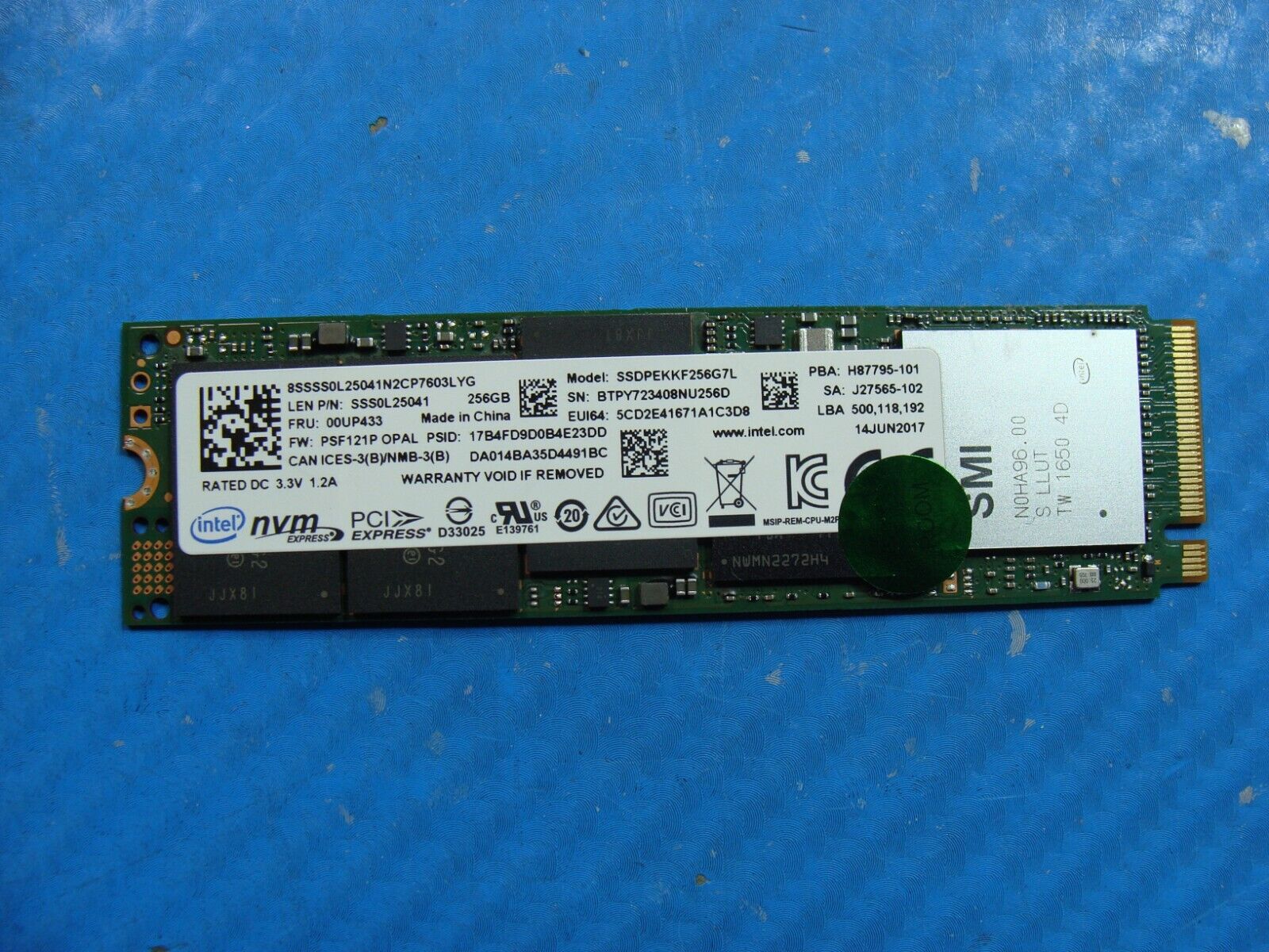 Lenovo T470s Intel 256GB NVMe M.2 SSD Solid State Drive SSDPEKKF256G7L 00UP433