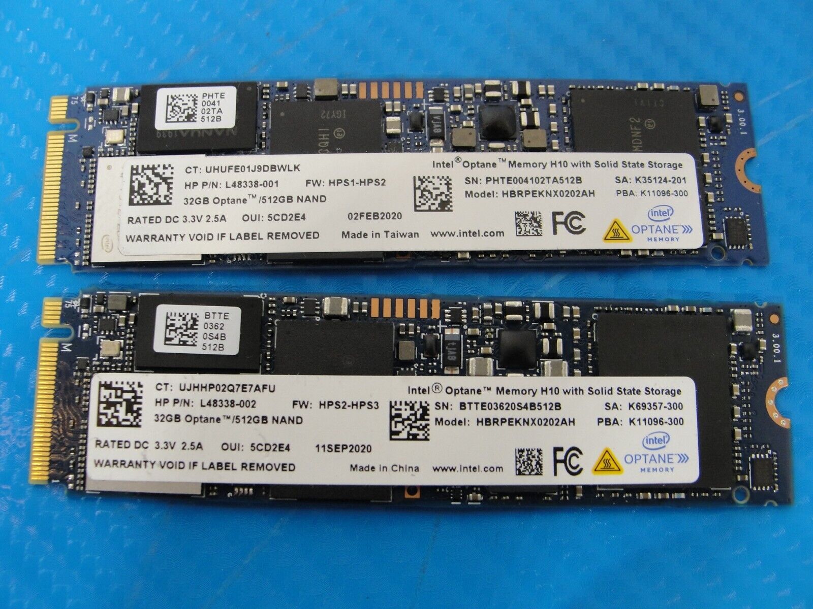 LOT 2x Intel Optane 32gb 512GB NAND M.2 HPS2 PCIE SSD HBRPEKNX0202AH L48338-001