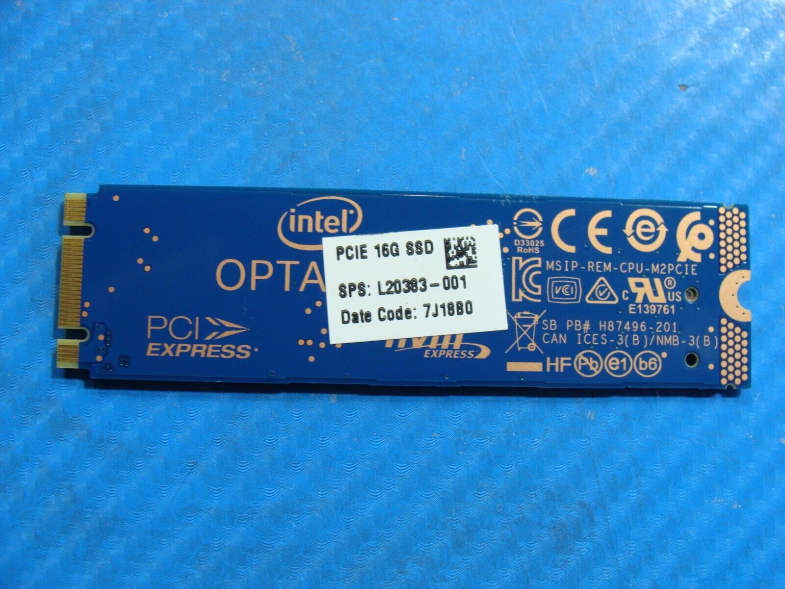 HP 15-da0015cy Intel 16GB NVMe M.2 SSD Solid State Drive MEMPEK1J016GAH