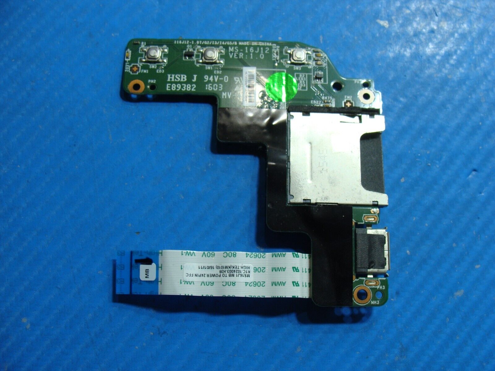 MSI GE62 6QD 15.6 USB Card Reader Button Board w/Cable MS-16J12