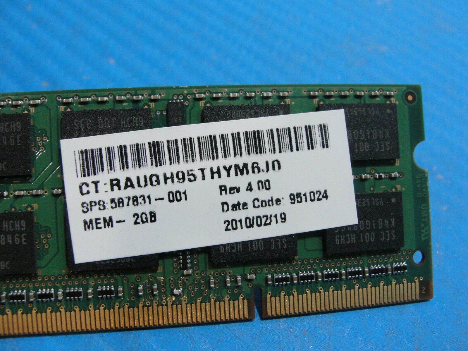 Lenovo T510 Laptop Samsung 2GB Memory PC3-10600S-09-10-F2 M471B5673EH1-CH9 - Tested Computer Laptop Parts