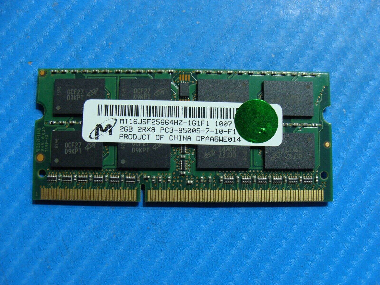 Lenovo T510 Micron 2GB 2Rx8 PC3-8500S SO-DIMM Memory RAM MT16JSF25664HZ-1G1F1 - Tested Computer Laptop Parts