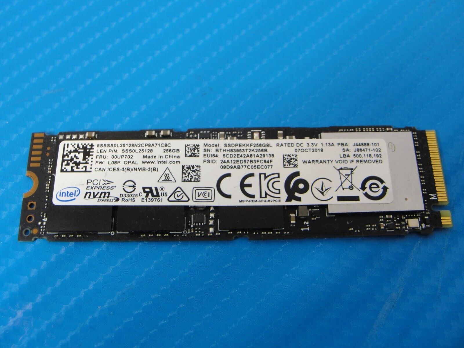 Intel SSD Pro 7600p Series SSDPEKKF256G8L 256GB NVMe M.2 80mm SSD SSS0L25128