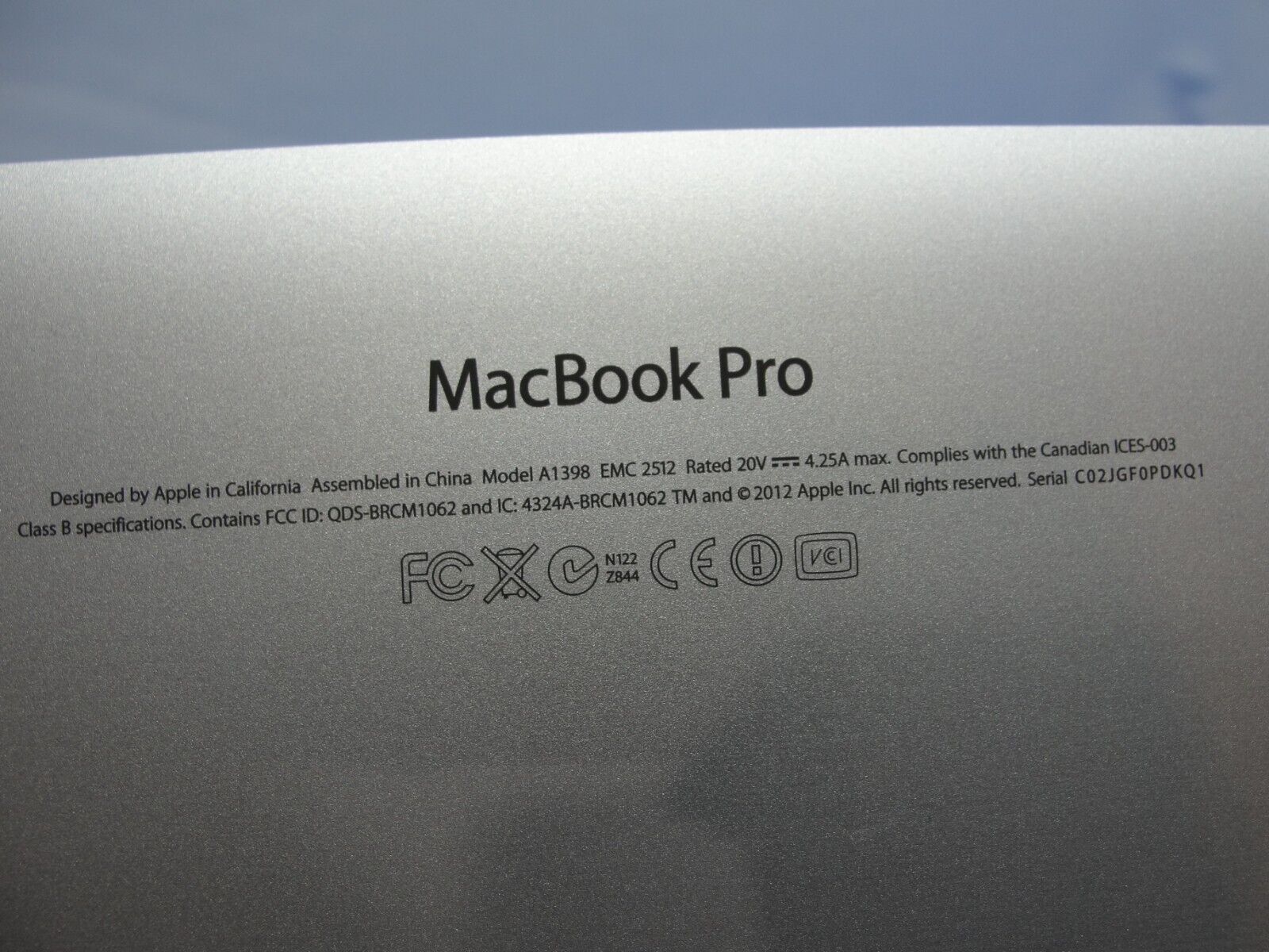 MacBook Pro A1398 15