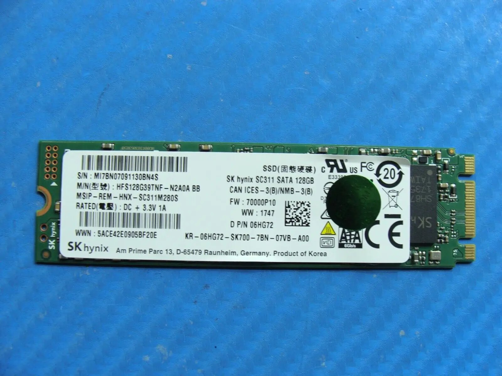 Dell 15 R3 SK Hynix 128GB SATA M.2 SSD Solid State Drive HFS128G39TNF-N2A0A