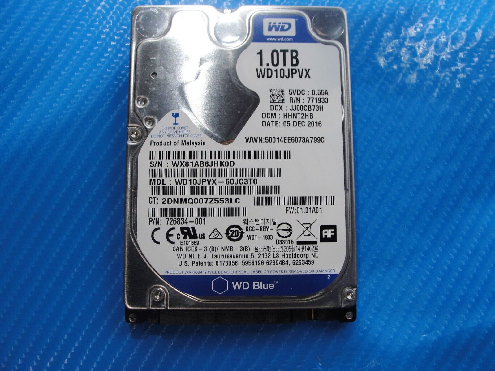 HP 15-au063nr WD Blue 1TB SATA 2.5" HDD Hard Drive WD10JPVX 726834-001