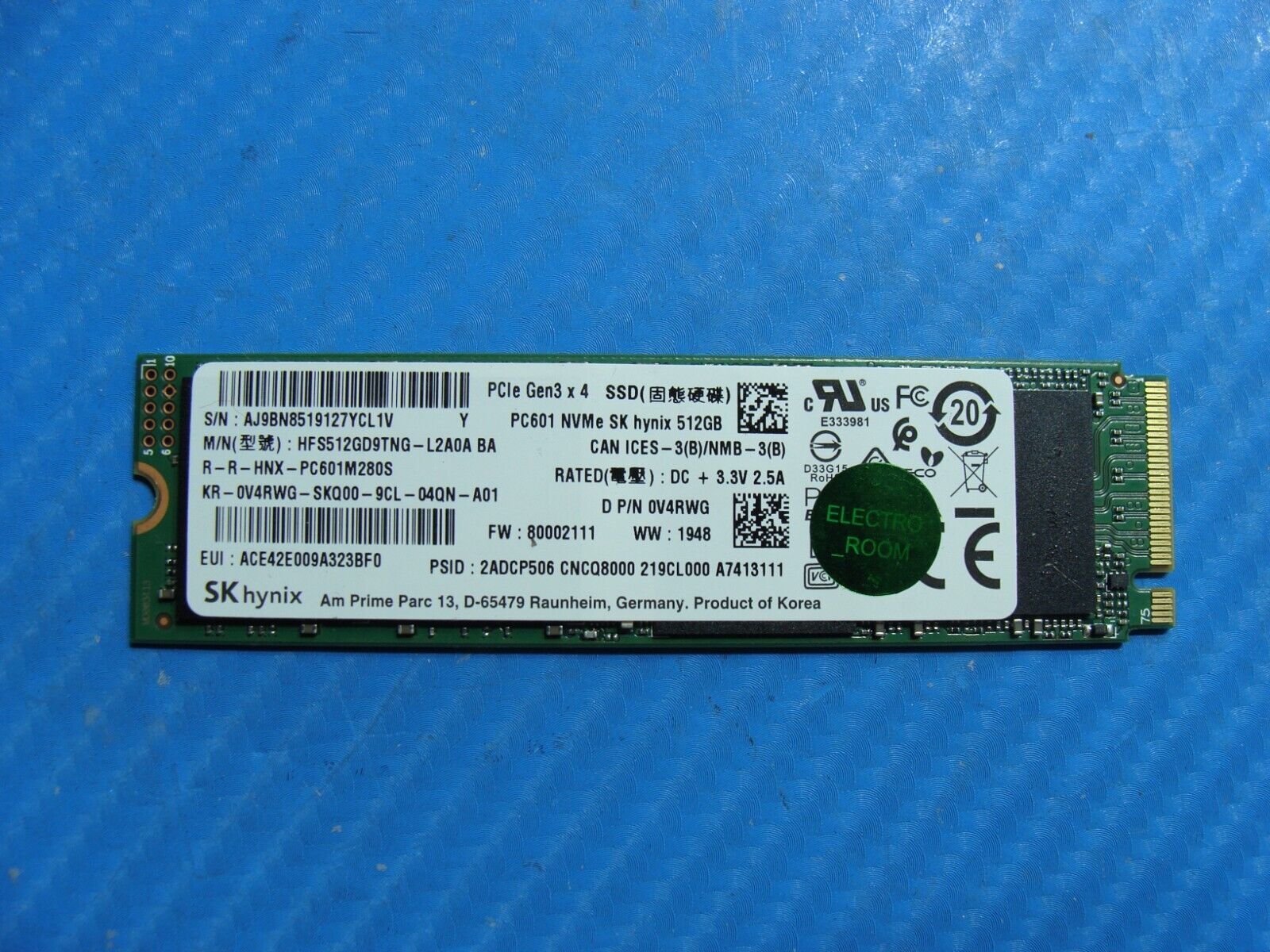 Dell 5530 SK hynix 512GB NVMe M.2 SSD Solid State Drive HFS512GD9TNG-L2A0A V4RWG