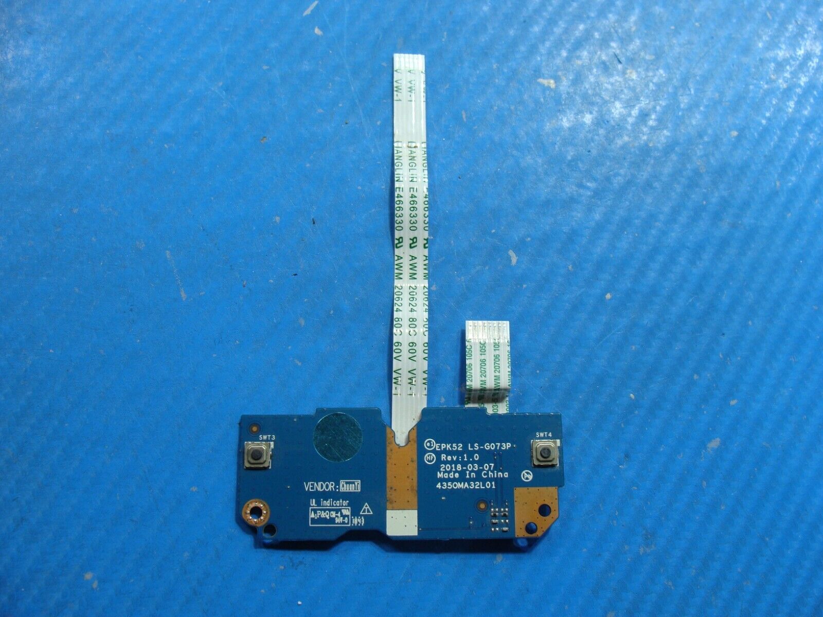 HP 15-da1006ne 15.6 Genuine Touchpad Mouse Buttons Board w/Cables LS-G073P