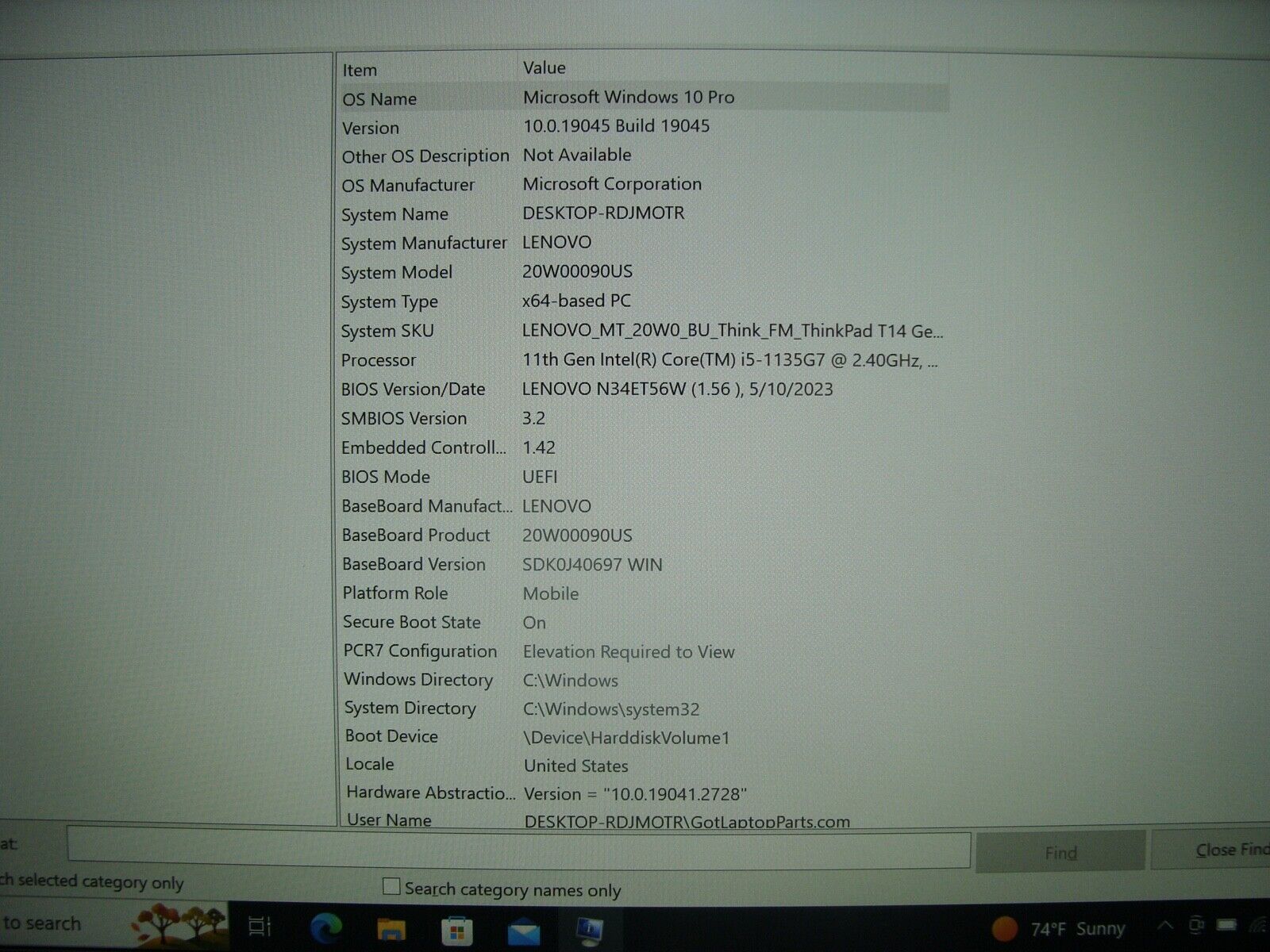 OB A+ WRTY 3/27 Lenovo ThinkPad T14 Gen 2i 14