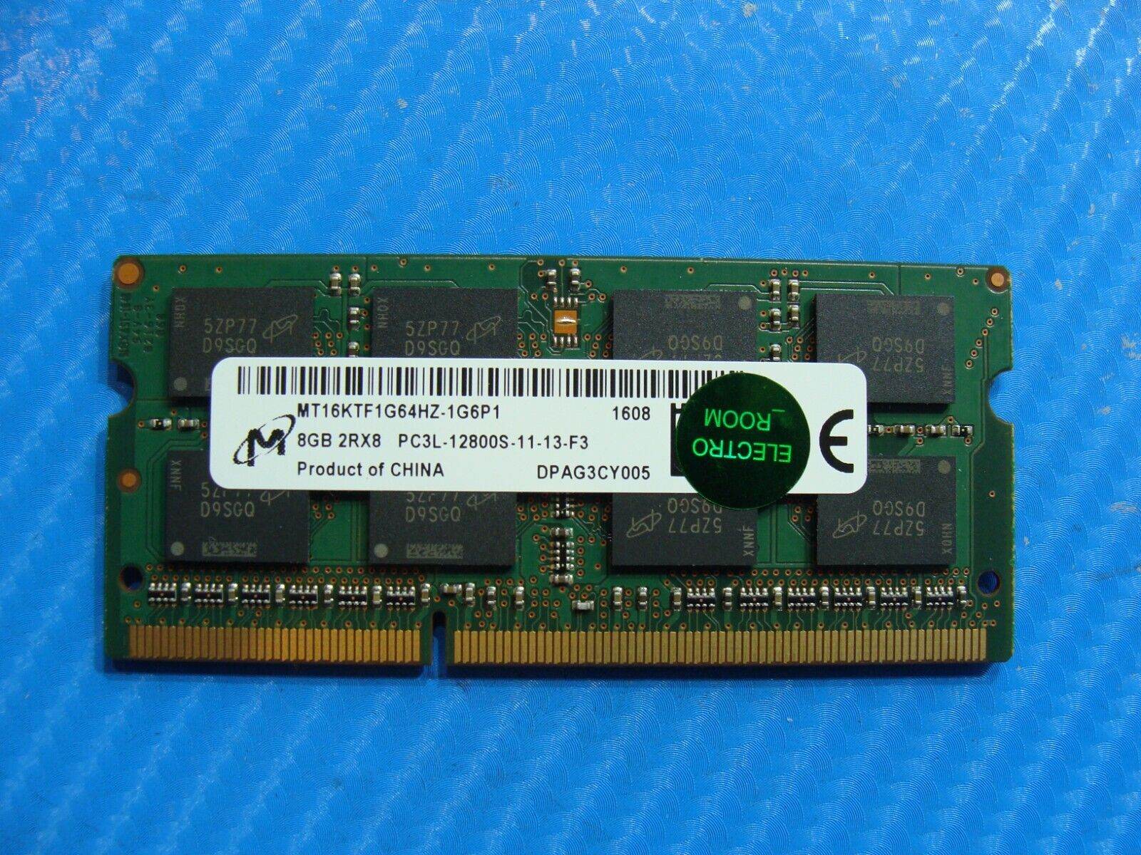 Dell 15 7559 Micron 8GB PC3-12800S SoDimm RAM Memory MT16KTF1G64HZ-1G6P1 - Tested Computer Laptop Parts