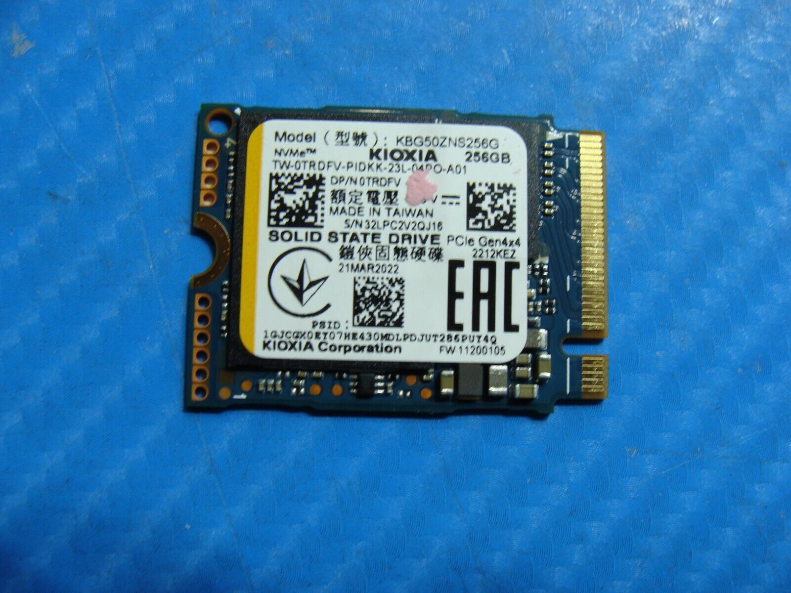 Dell 5430 Kioxia 256GB NVMe SSD Solid State Drive KBG50ZNS256G TRDFV